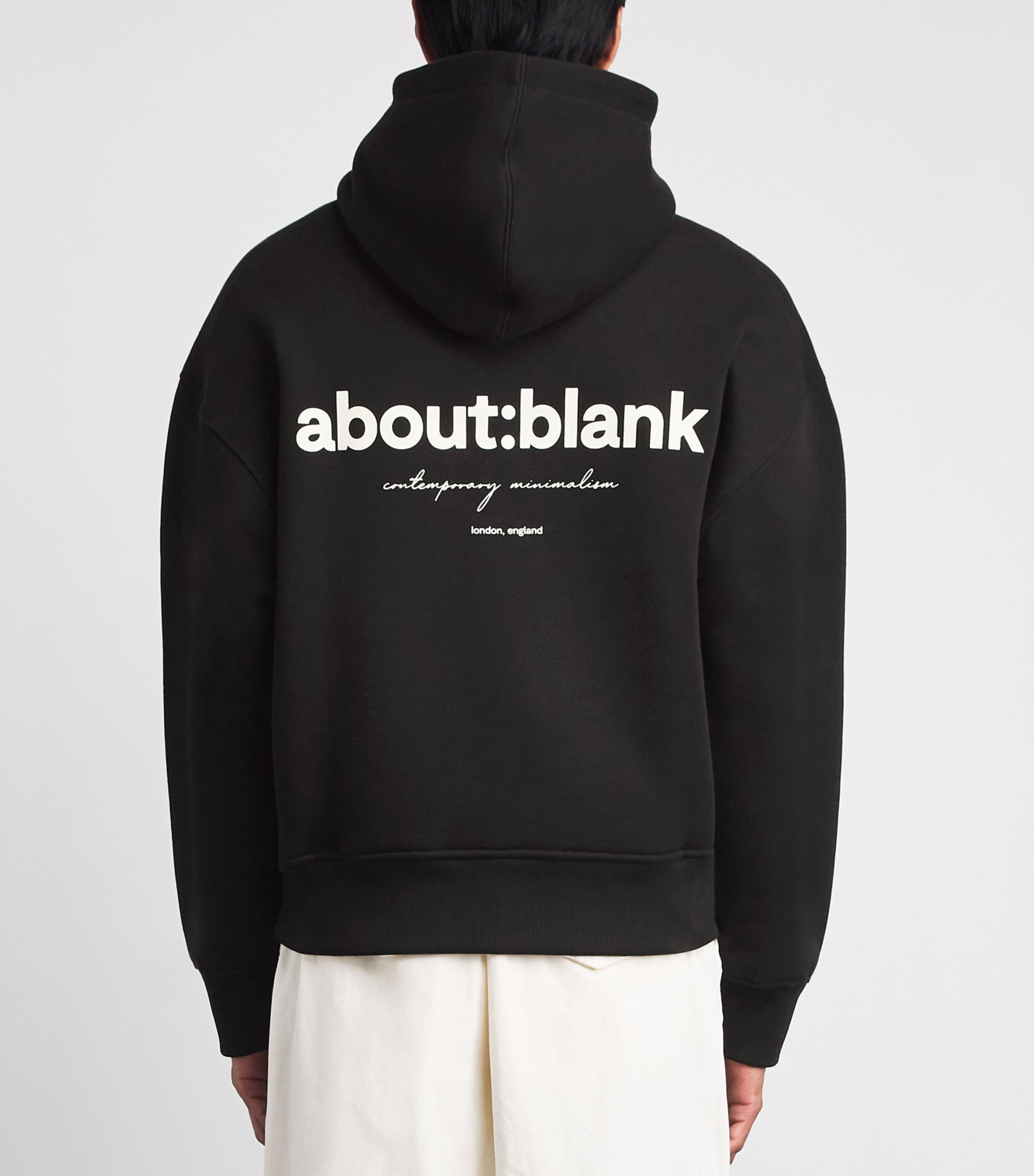 about:blank Mens Cotton Logo Hoodie Black Image 5