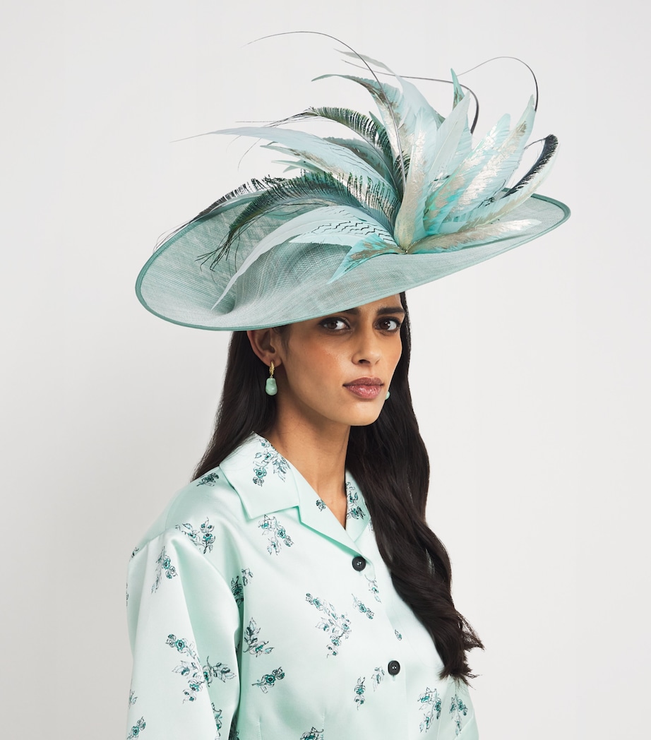 Bohemian Rhapsody Hat Fascinator DUCK EGG/NATURAL Image 1