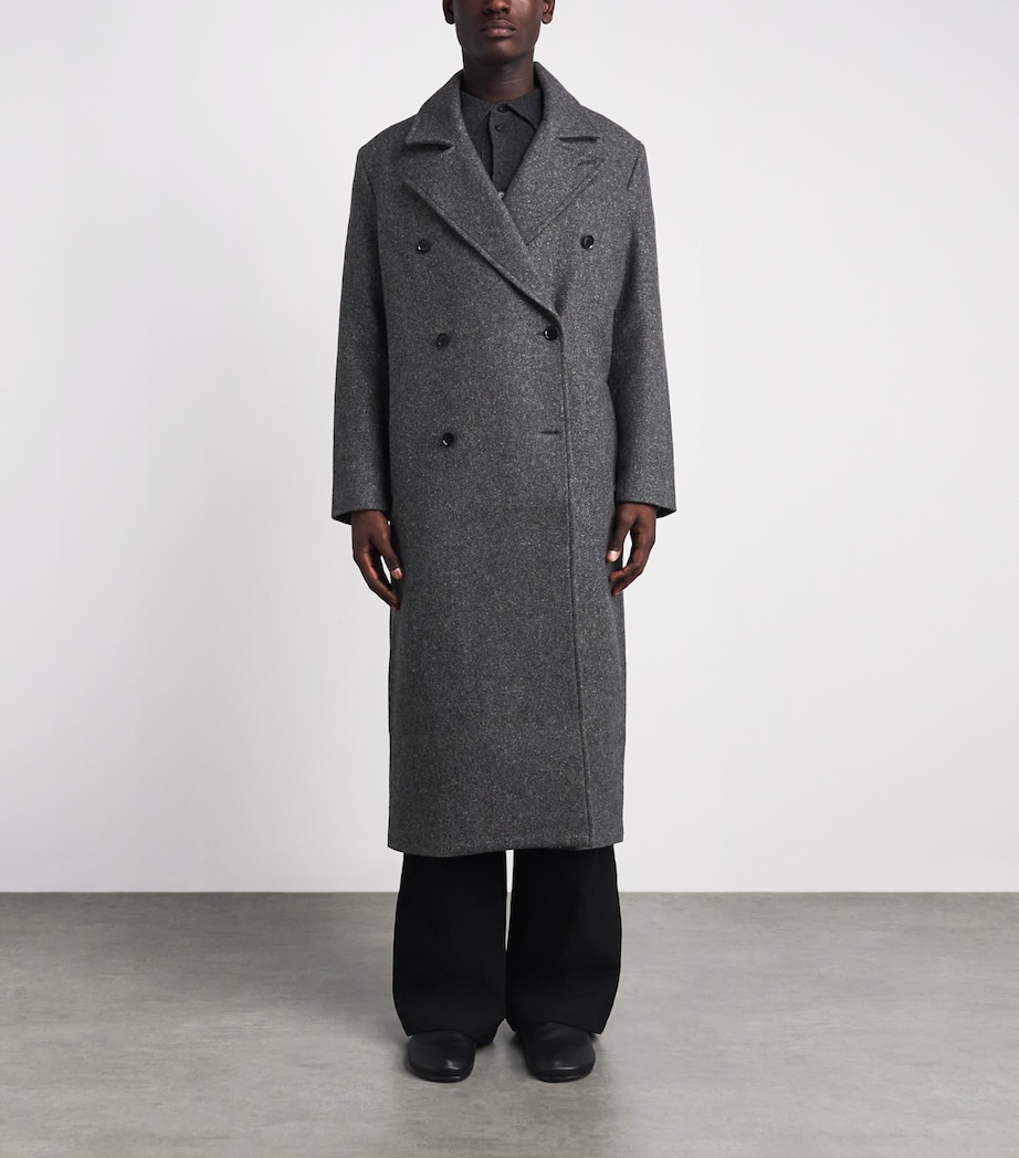 Samsøe Samsøe Mens Wool-Blend Savince Overcoat Dark Grey Mel. Image 4