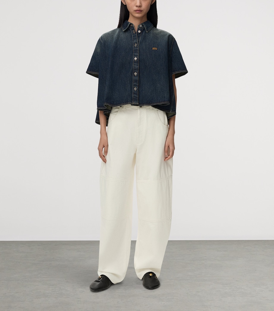 LOEWE Womens Mid-Rise Barrel-Leg Jeans White Image 2