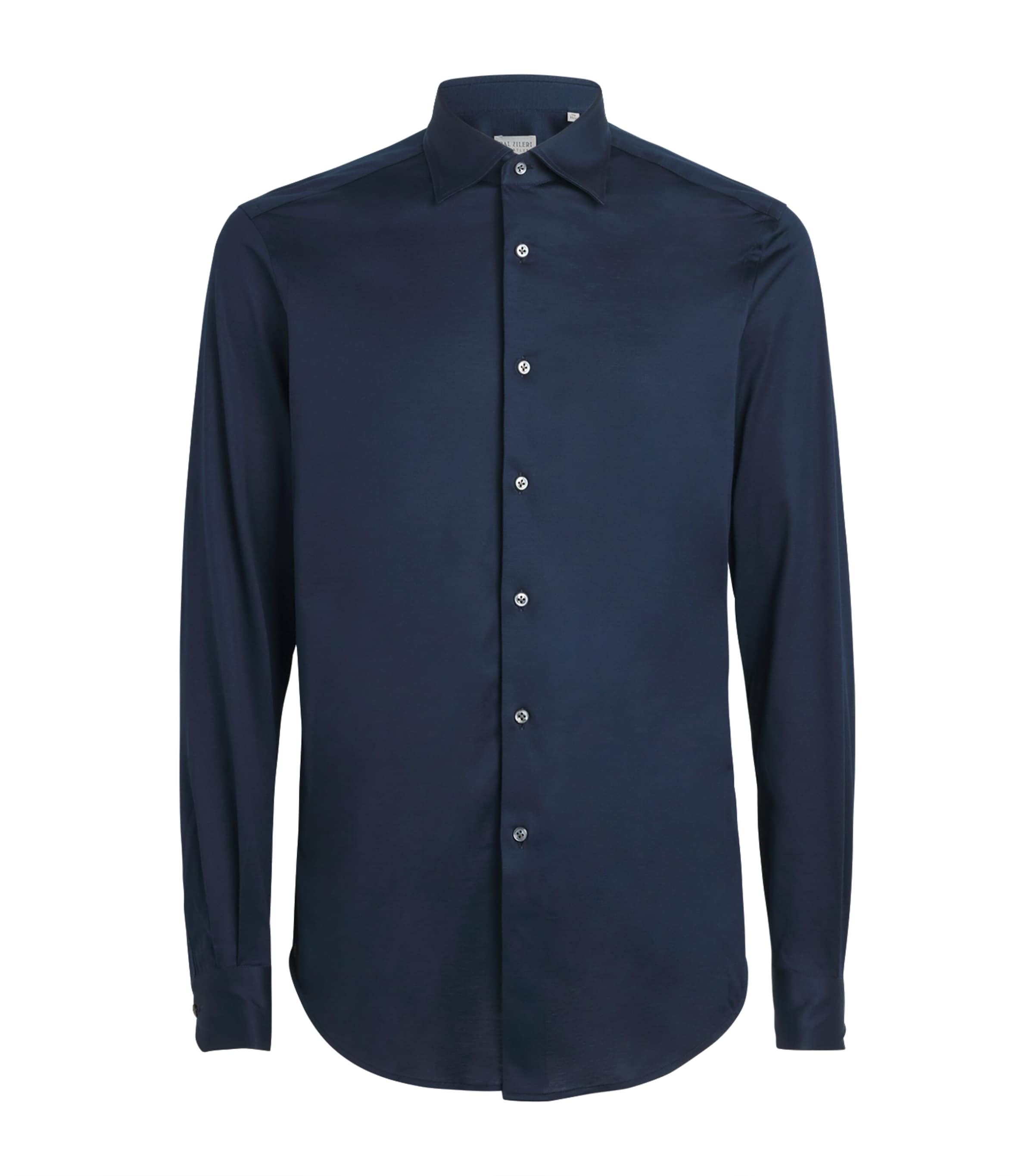 Pal Zileri Mens Cotton Jersey Shirt Blue Image 1