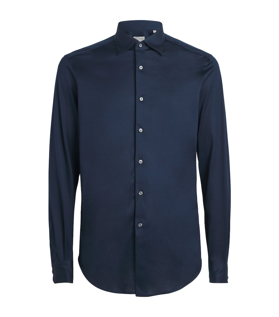 Pal Zileri Mens Cotton Jersey Shirt Blue Image 1
