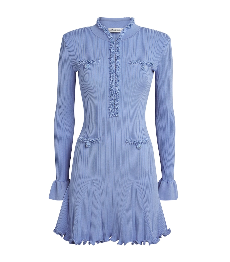 Embellished Knitted Mini Dress BLUE Image 1