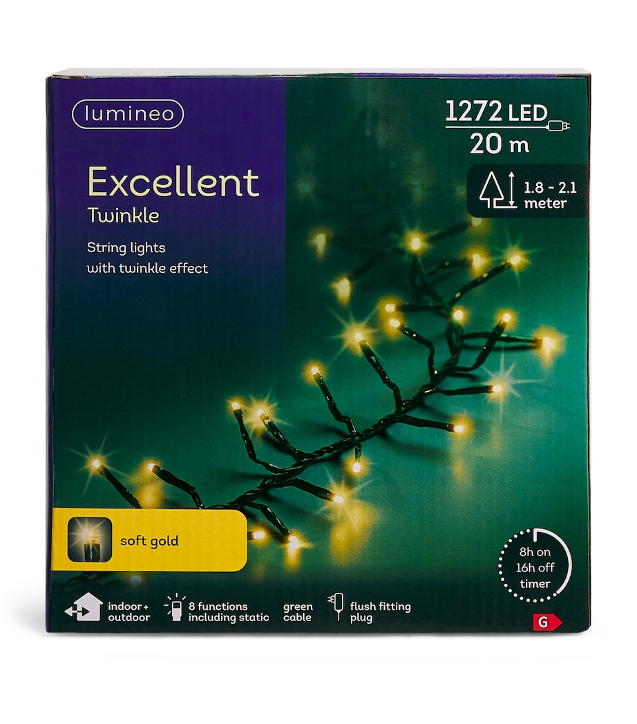 Excellent Twinkle LED String Lights (20m) GREEN/SOFT GOLD Image 1