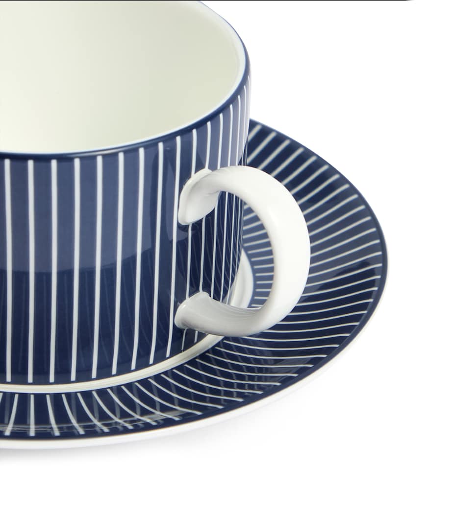 Pinstripe Teacup and Saucer BLUE Image 2