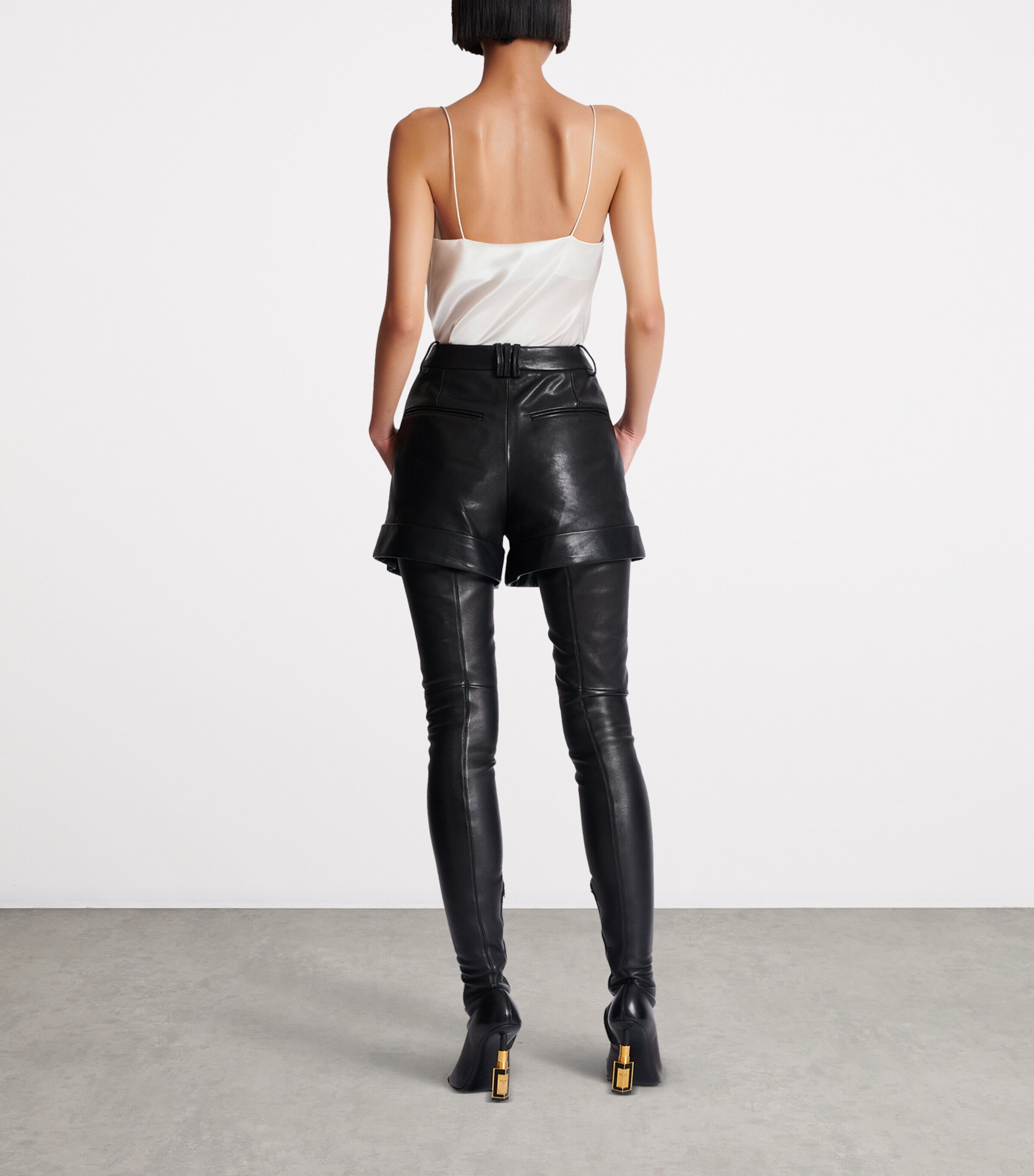 Lambskin Pleated Shorts 0PA NOIR Image 3