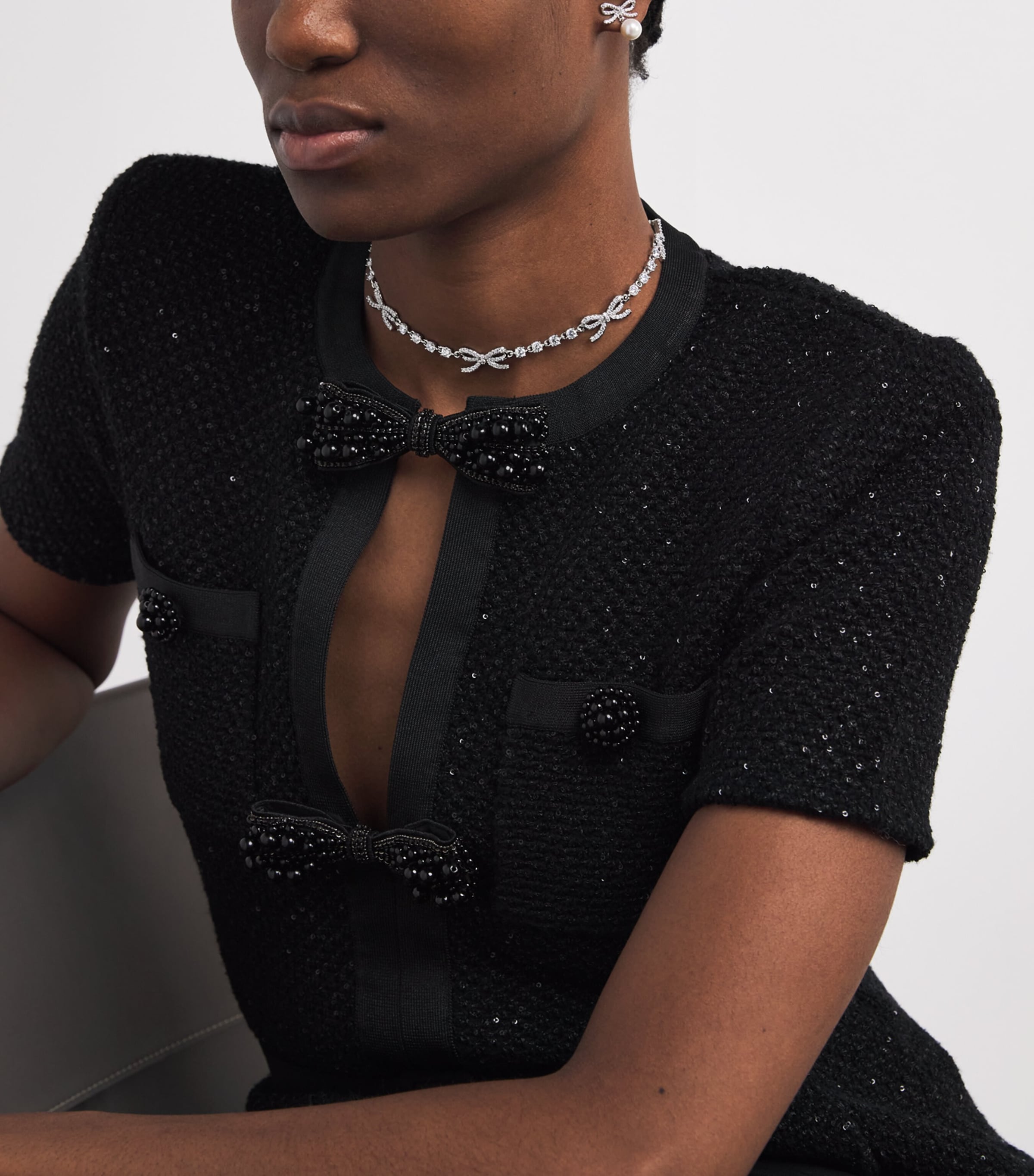 Crystal Bow Necklace SILVER Image 2