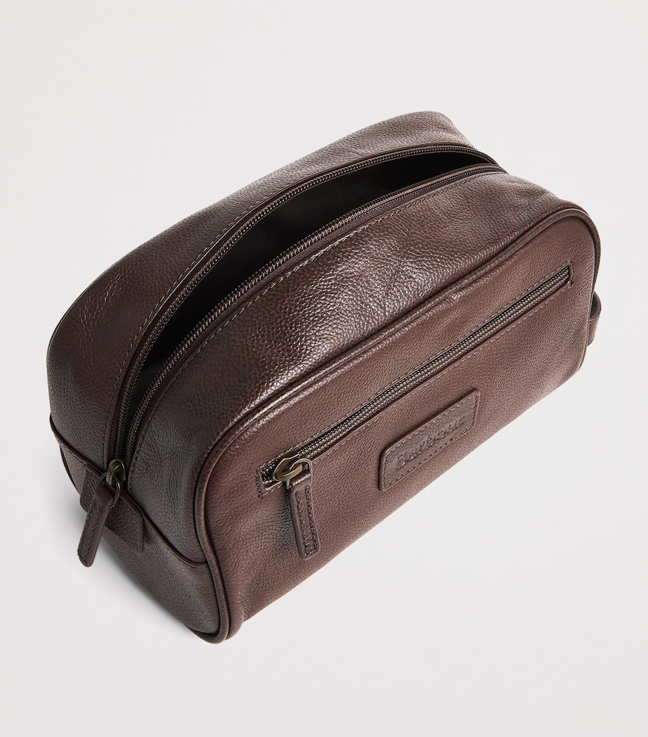 Grained Leather Wash Bag DARK BROWN Image 2