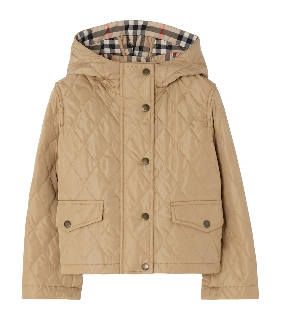 Burberry Kids Quilted Hooded Parka (4-12 Years) Flax Image 1