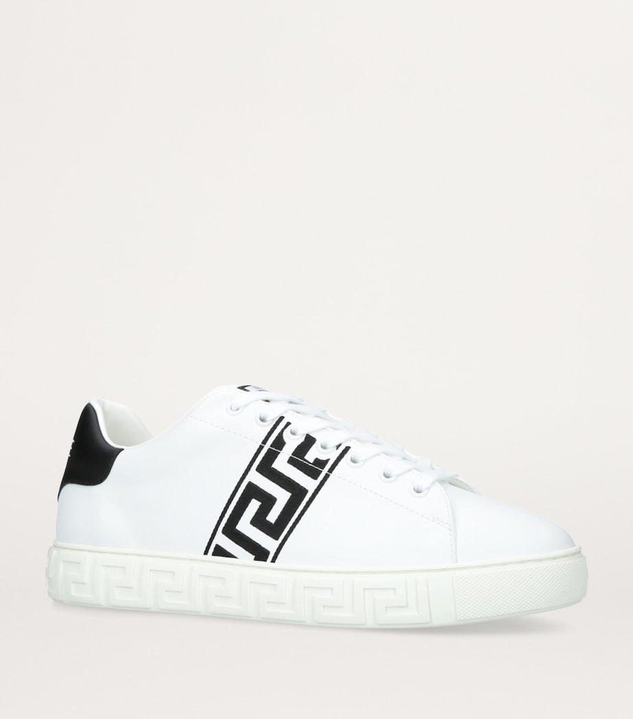 Leather Greca Sneakers WHITE/BLK Image 3