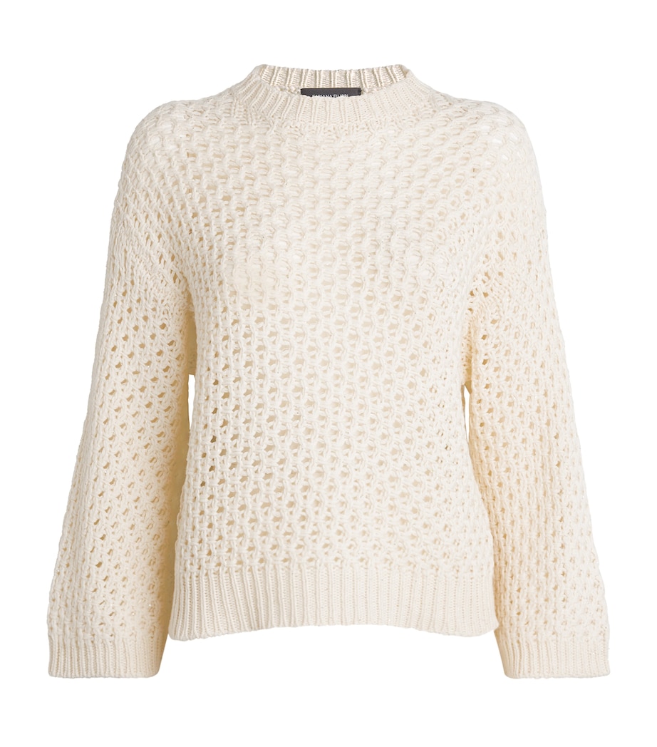 Fabiana Filippi Womens Wool-Blend Sequin Sweater Rafia Image 1