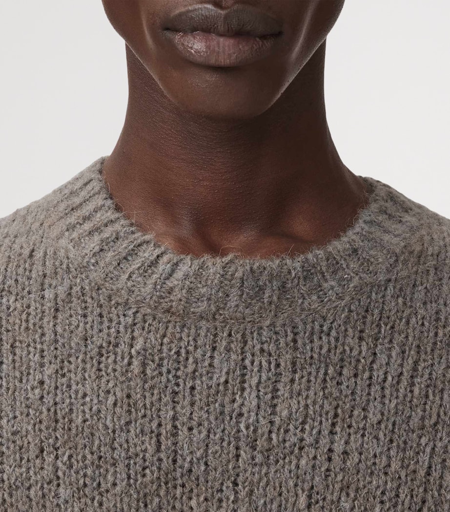 AllSaints Mens Wool-Alpaca-Blend Saku Sweater Metal Grey Image 5