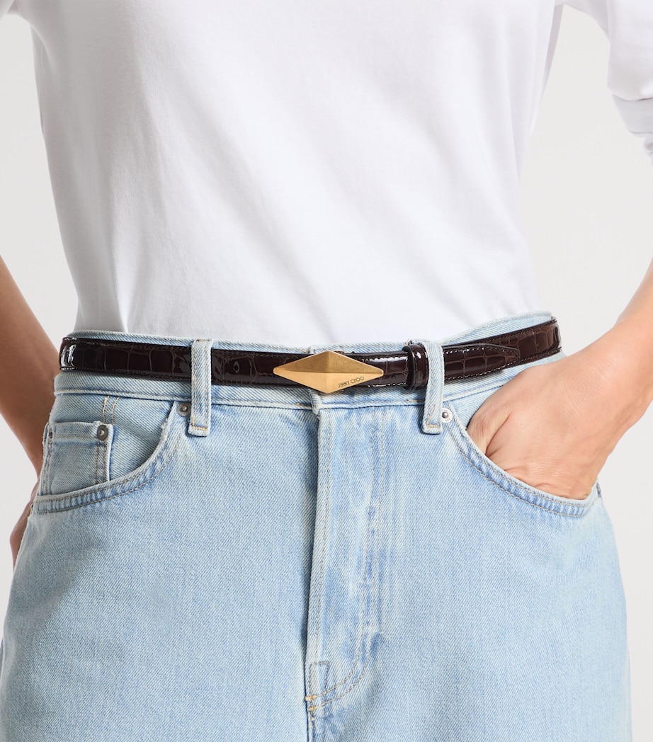 Leather Diamond Clasp Belt SAMBUCO/GOLD Image 2