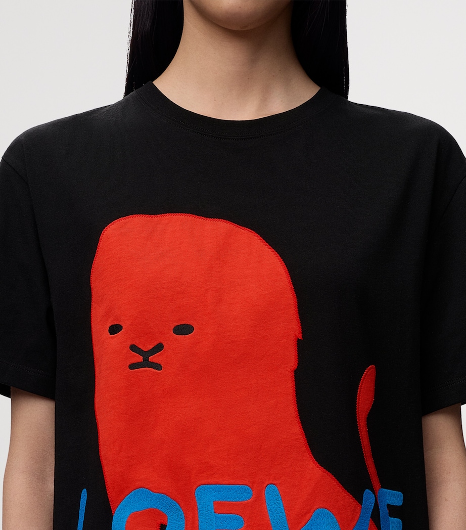 LOEWE Womens Cotton-Blend Printed T-Shirt Black Image 5
