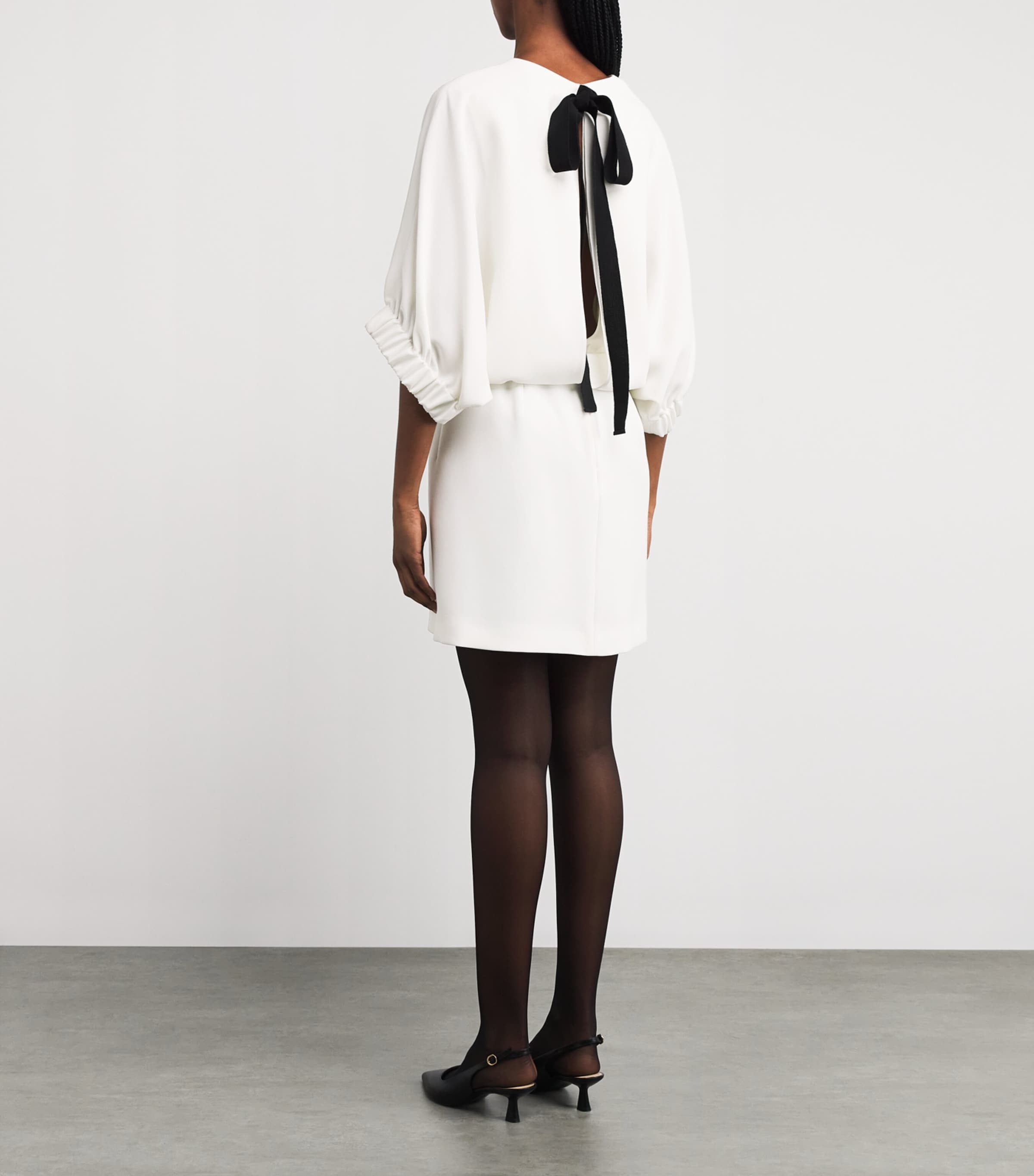 Cady Bow-Tied Mini Dress WHITE Image 3