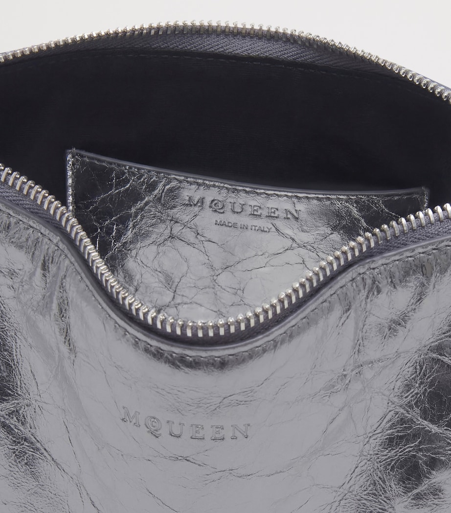 McQueen Cracked Metallic Leather Manta Pouch Image 6