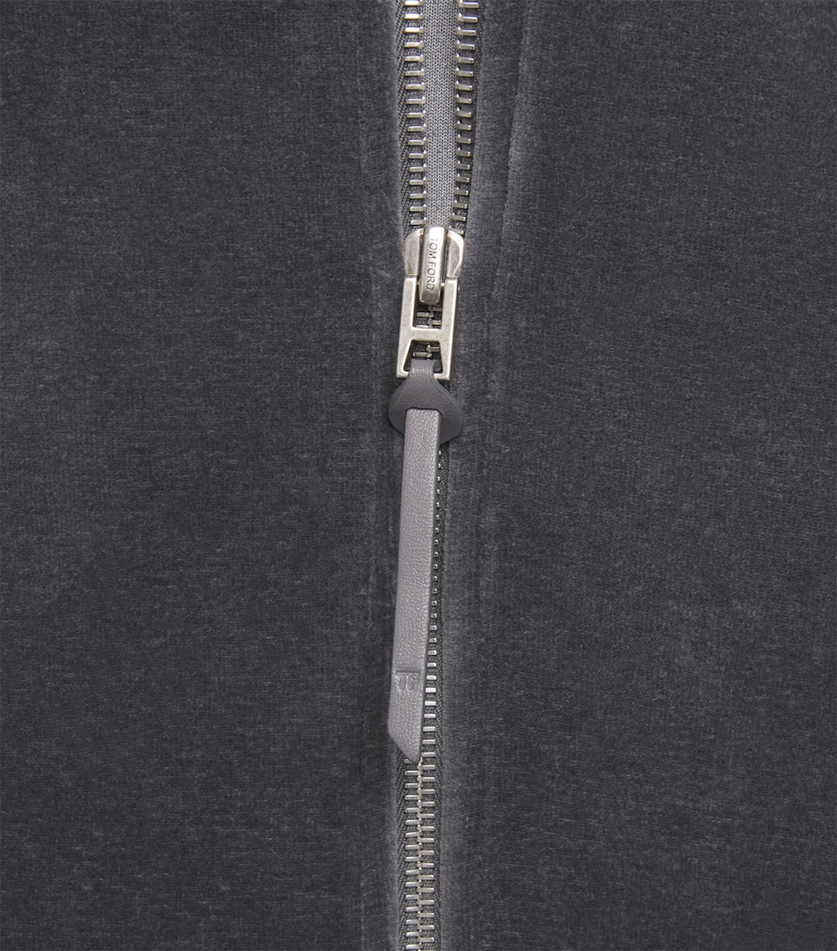 TOM FORD Mens Velour Zip-Up Hoodie Tav Image 6