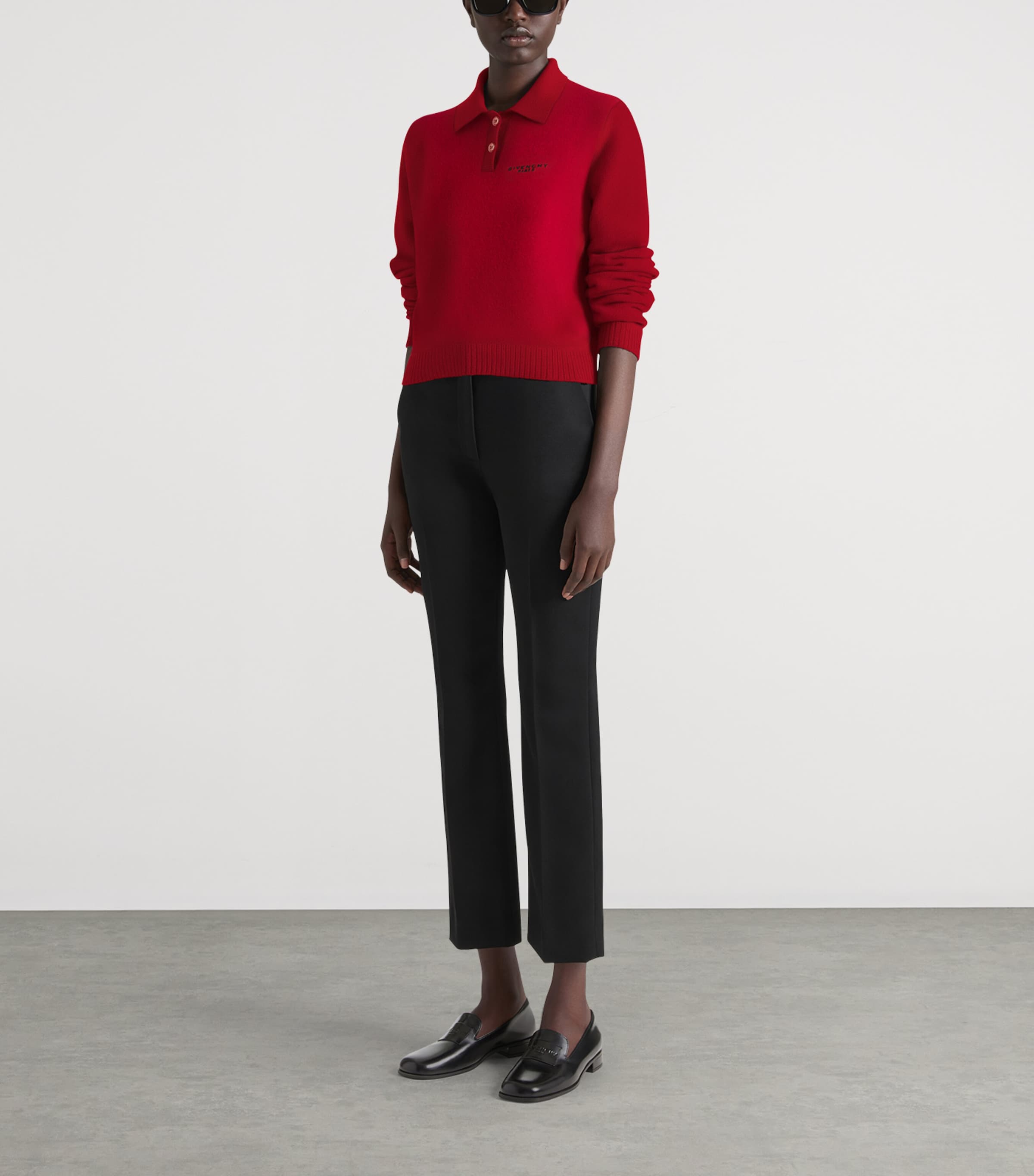 Wool-Cashmere Polo Sweater CORAL/PEARL Image 2