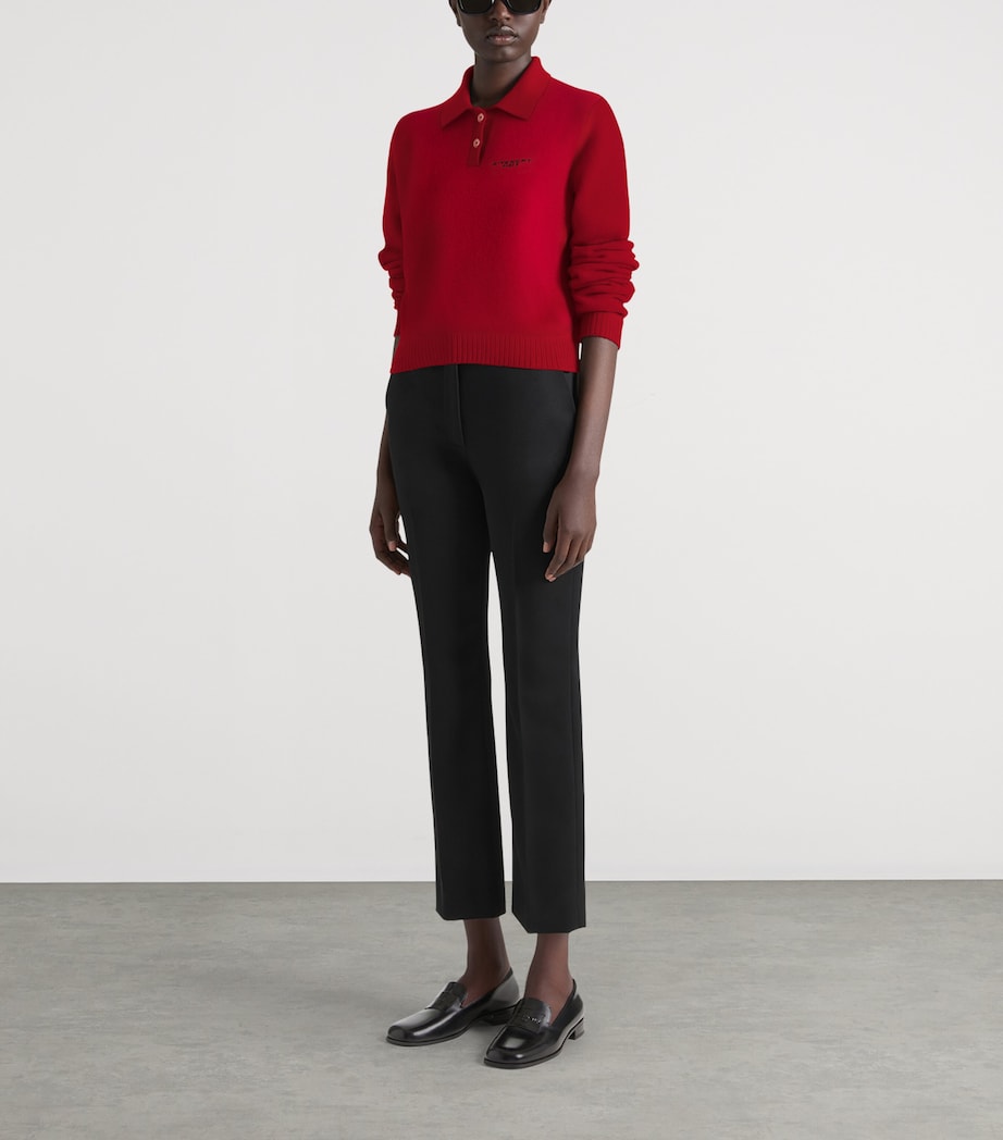 Wool-Cashmere Polo Sweater CORAL/PEARL Image 2