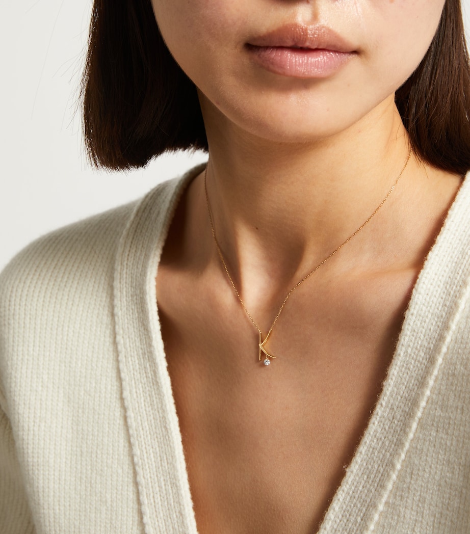 Yellow Gold and Diamond Alphabet Necklace YELLOW GOLD Image 3