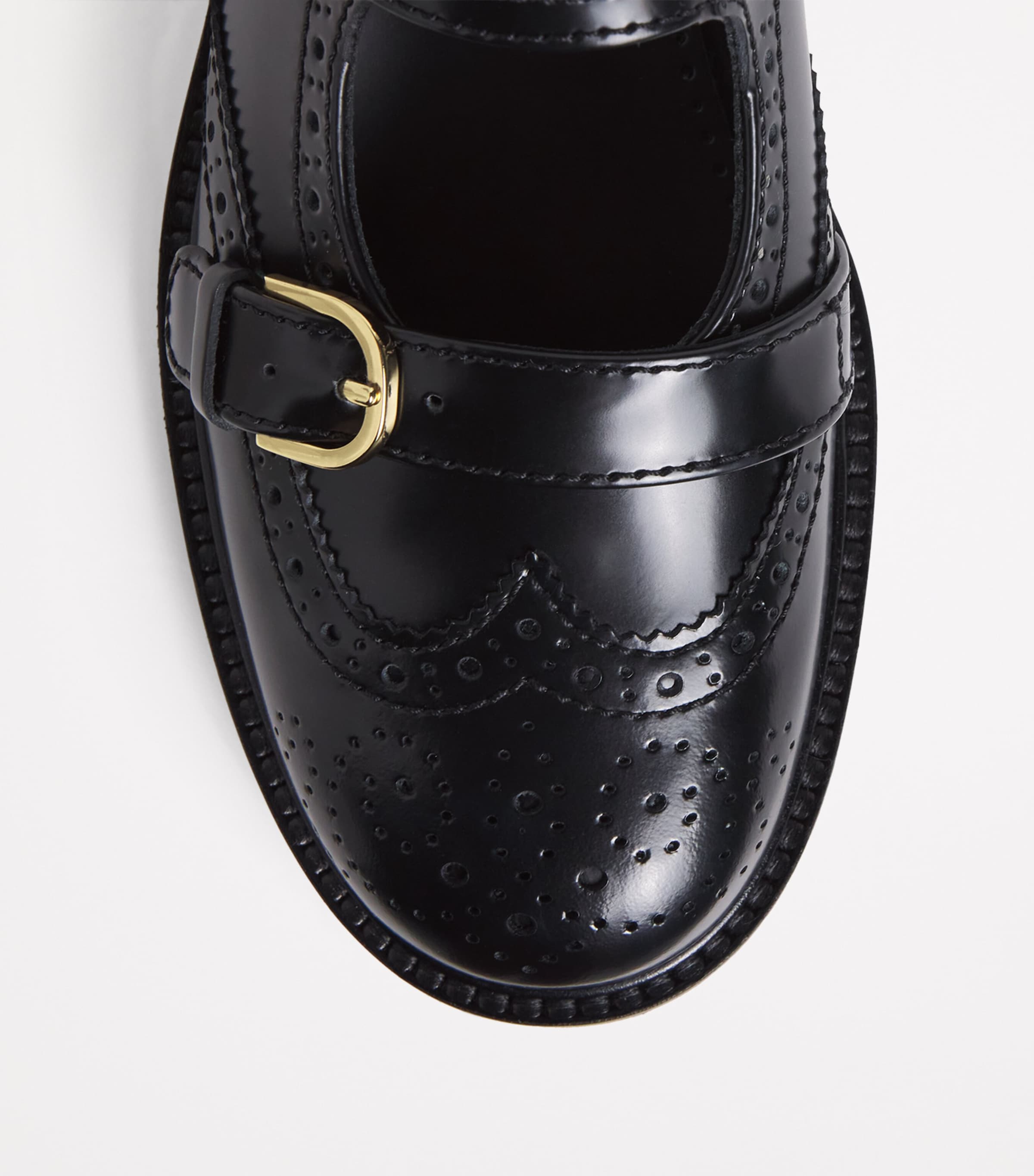 Leather Mary Jane Derby Shoes BLACK Image 5