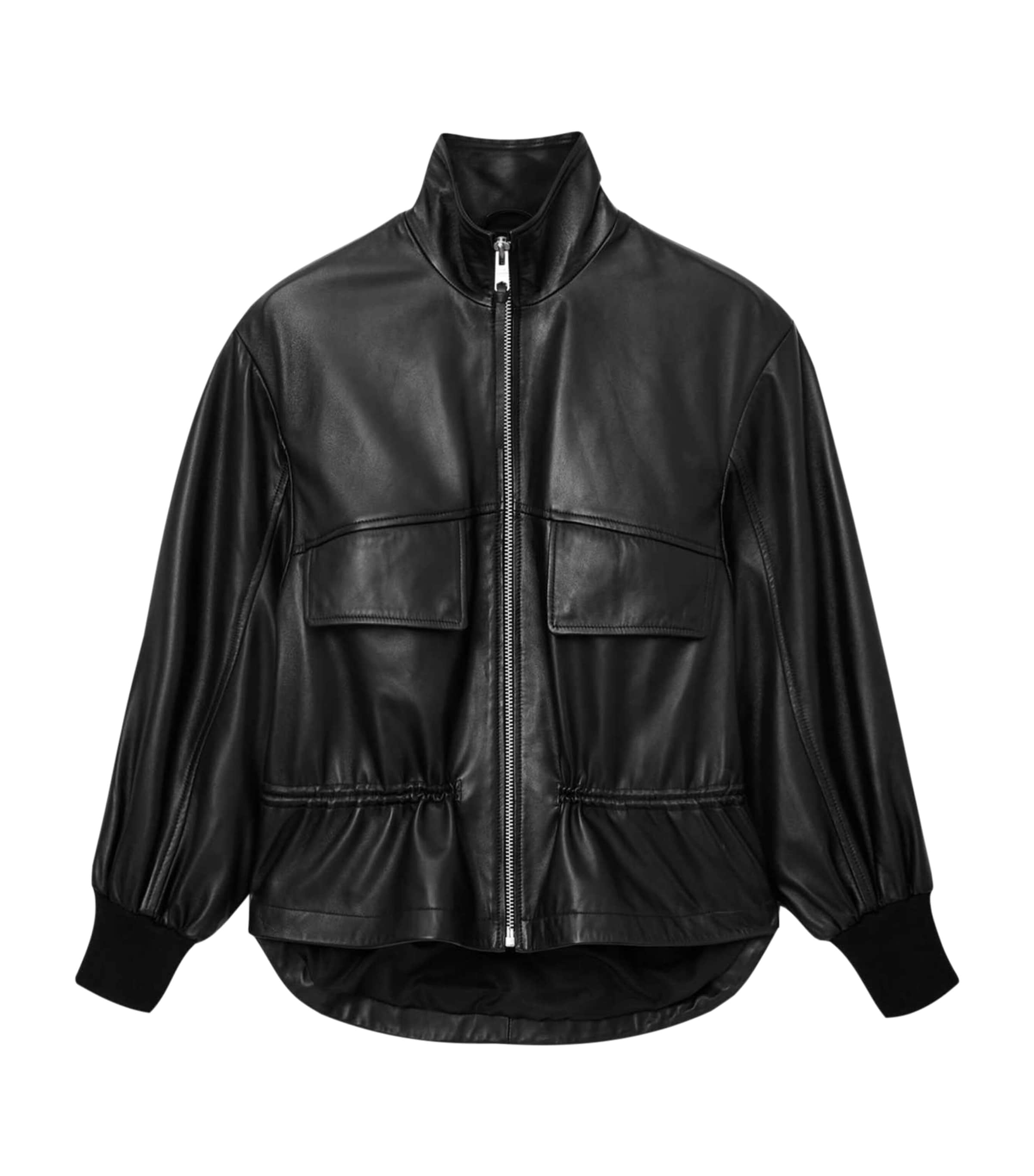 AllSaints Womens Leather Flor Jacket Black Image 1