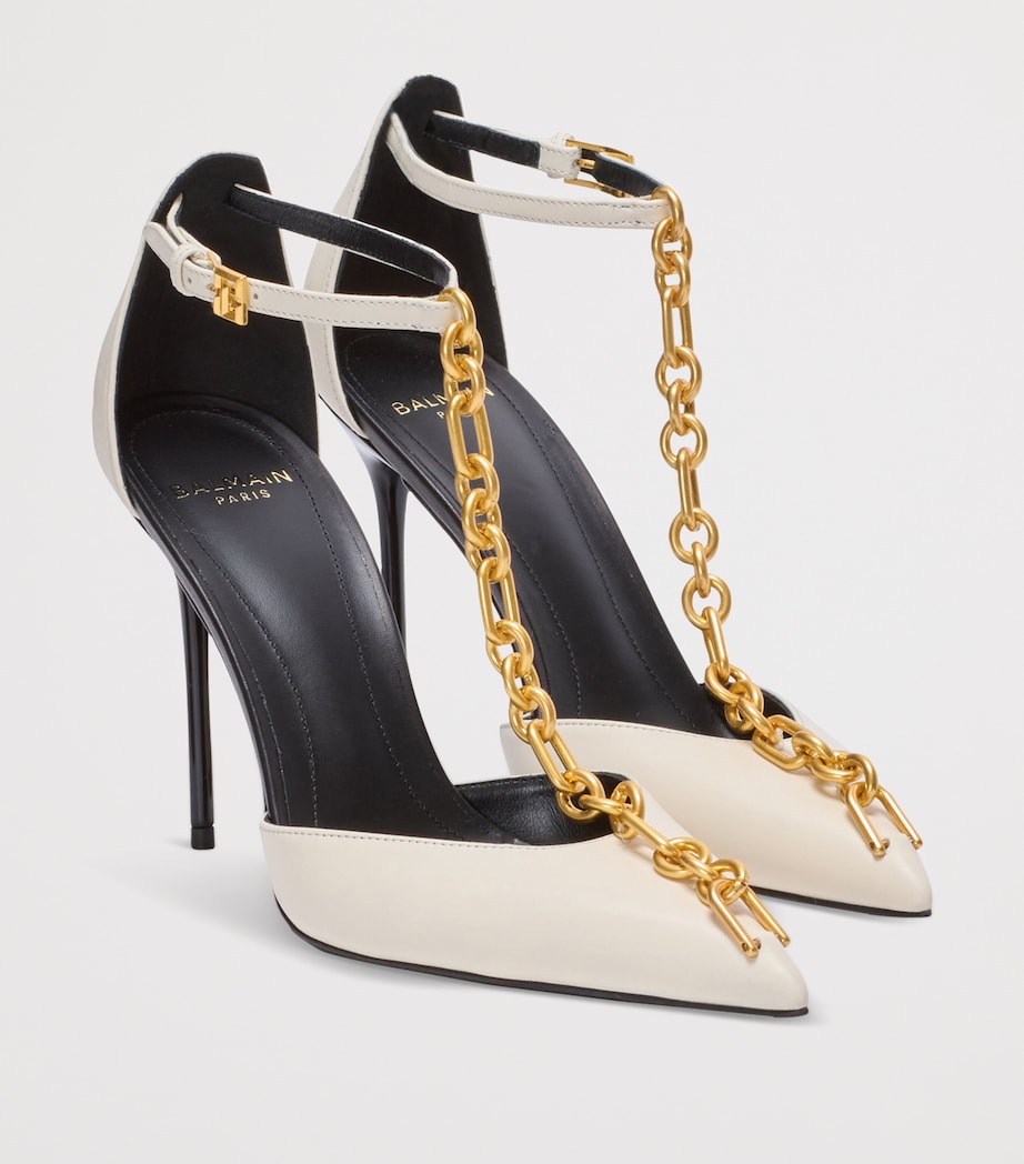 Leather Sync Heeled Mules 95 0AI IVOIRE Image 7