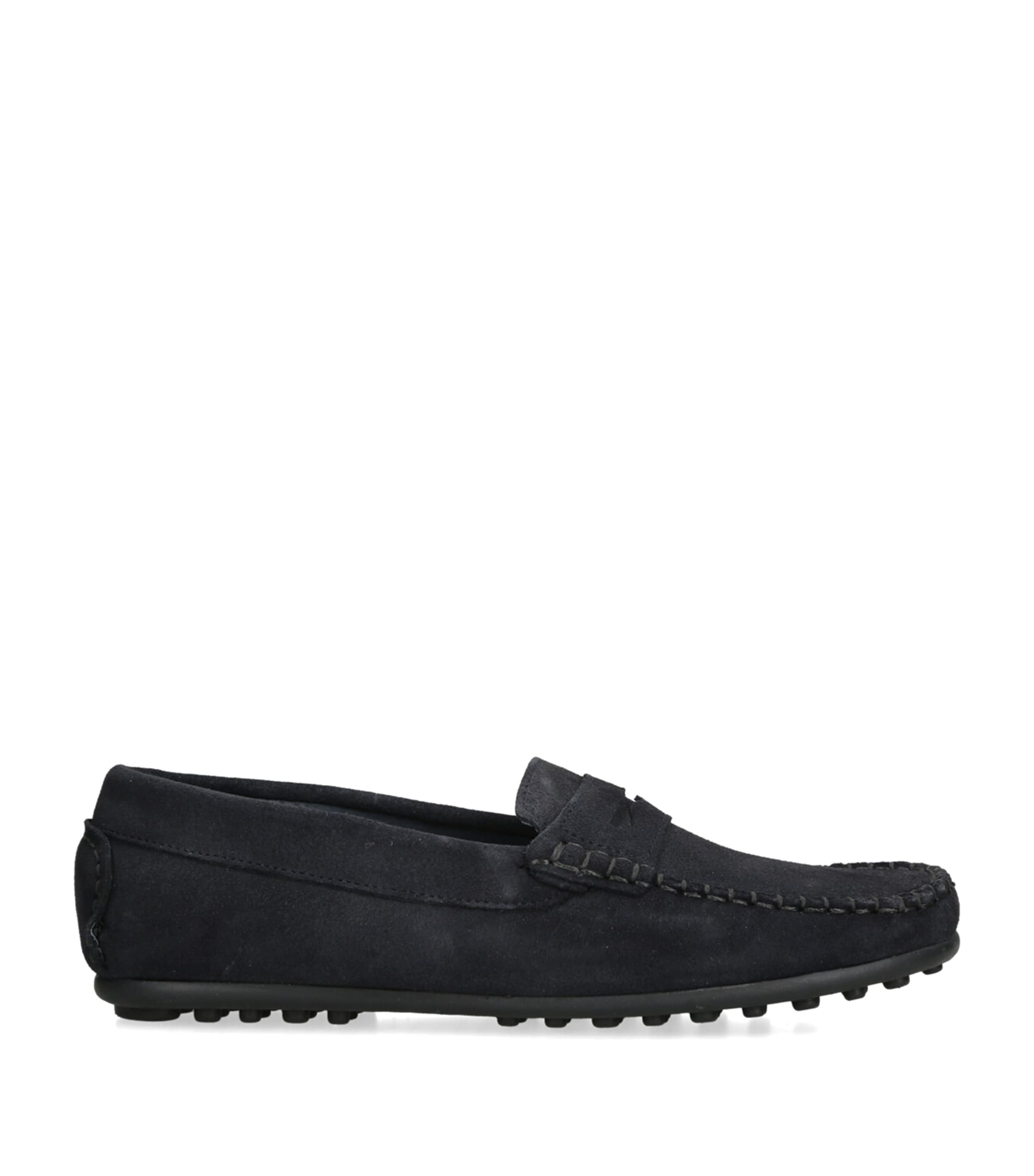 Papouelli Suede Felix Loafers In Navy
