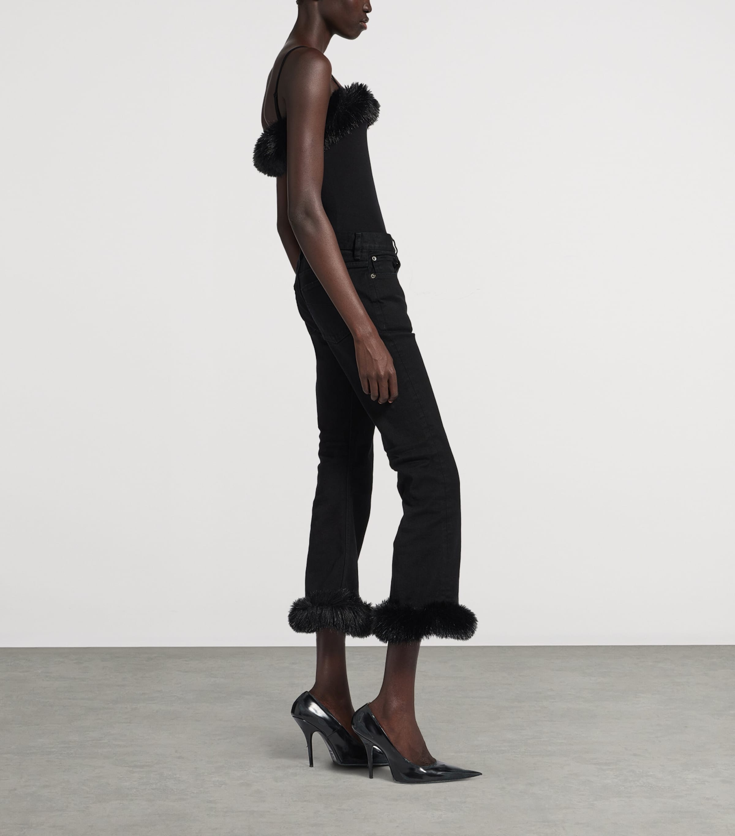 Faux Fur-Trim Capri Trousers 1105 Image 4