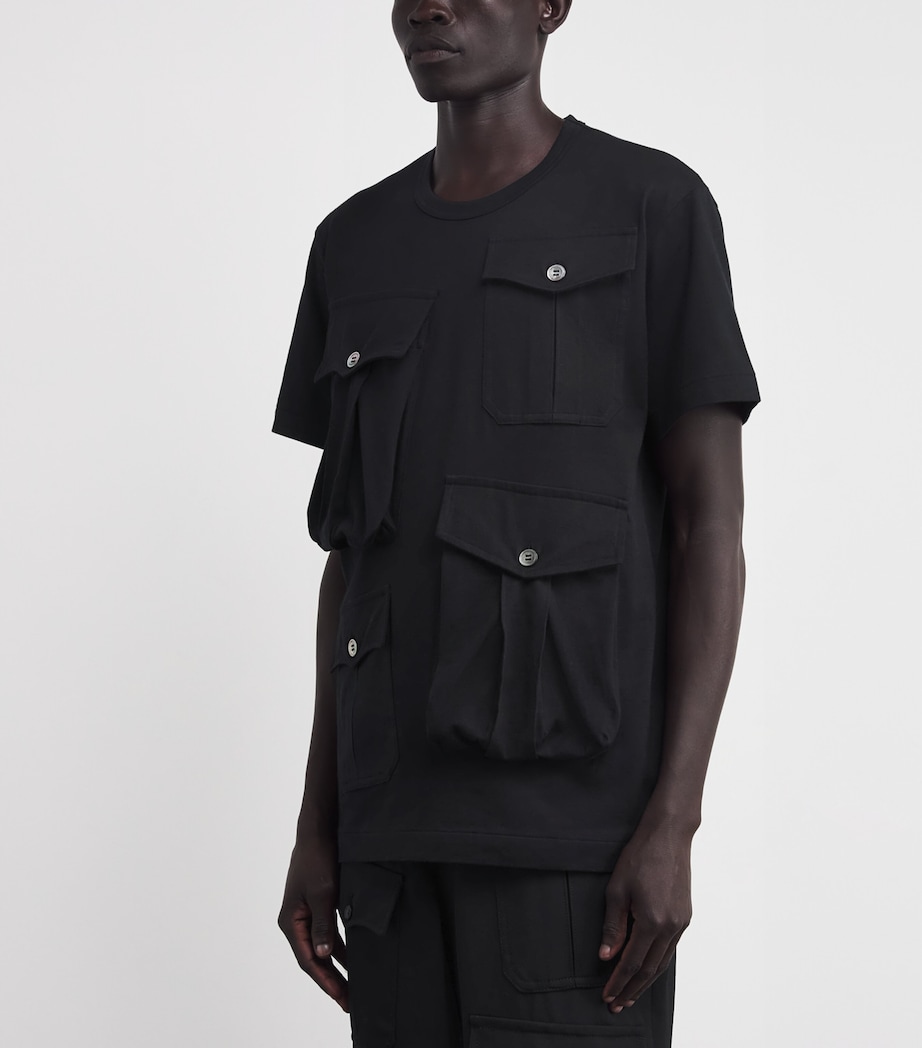 Cotton Pocketed T-Shirt BLACK Image 3