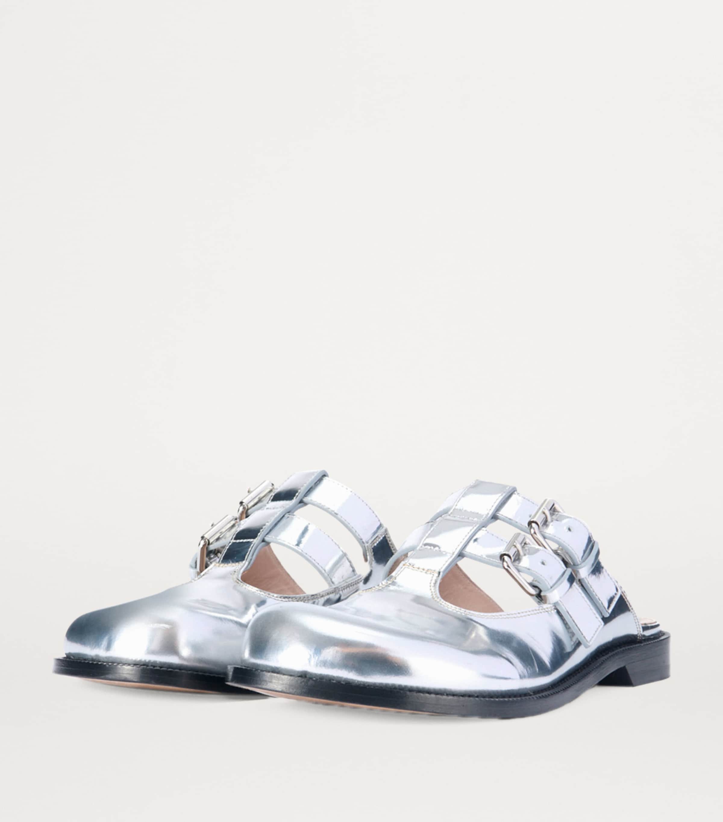 LOEWE Leather Mary Jane Mules Silver Image 3