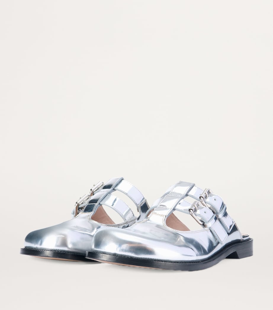 LOEWE Leather Mary Jane Mules Silver Image 3