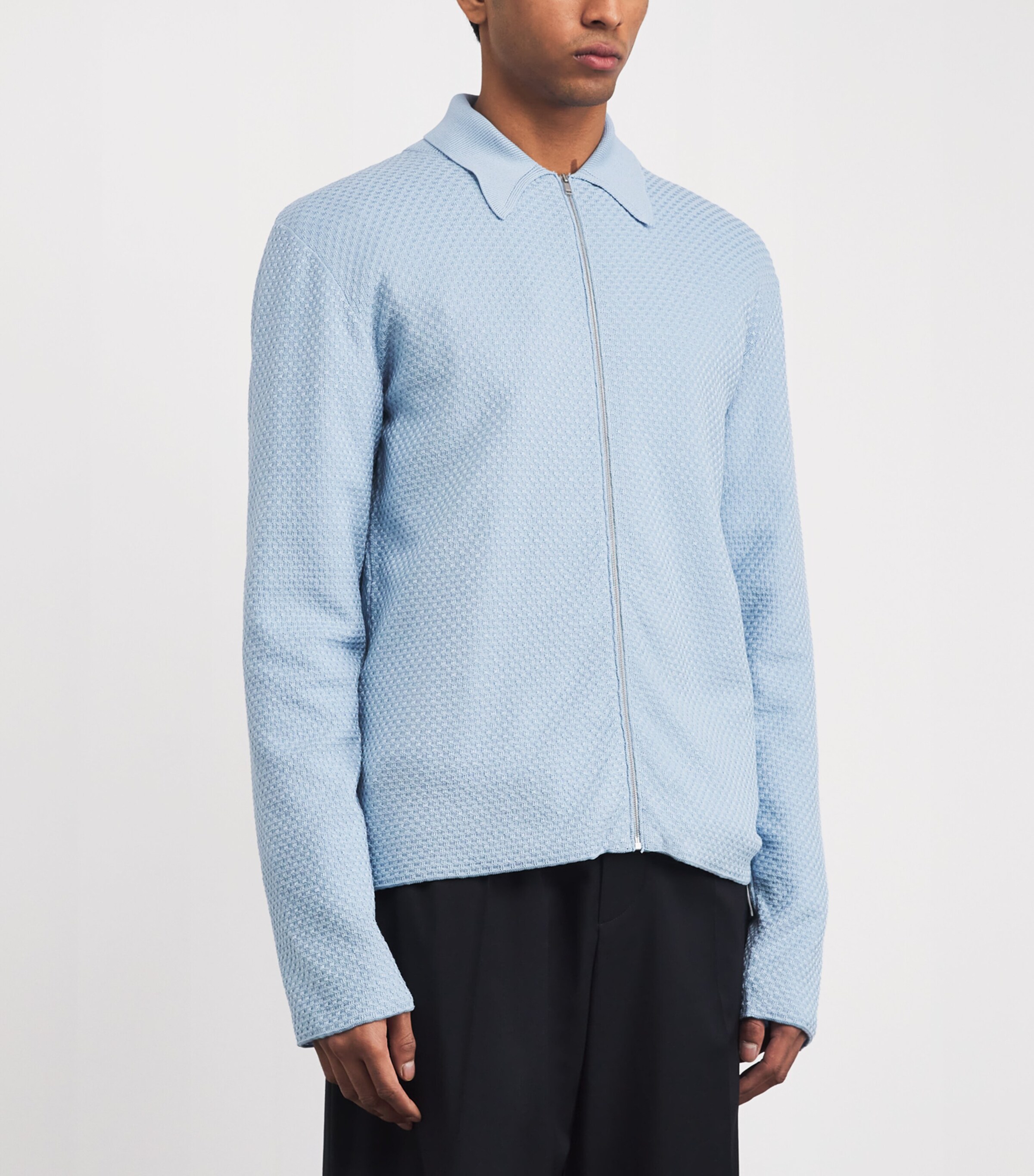 Cotton Zip-Up Sweatshirt 456 BLUE HAZE Image 3