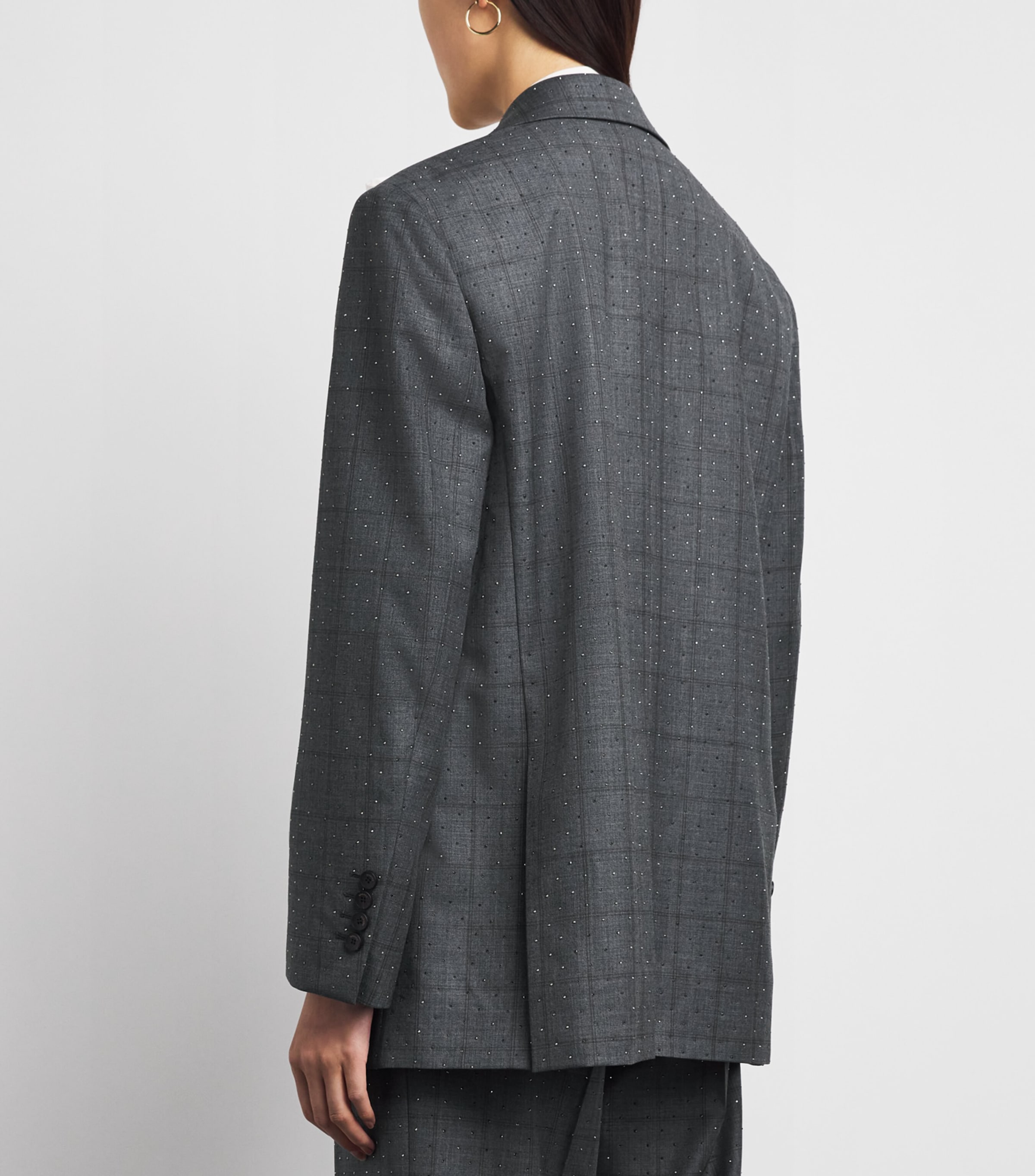 Sandro Paris Womens Wool Rhinestone Blazer Dark Grey Image 5