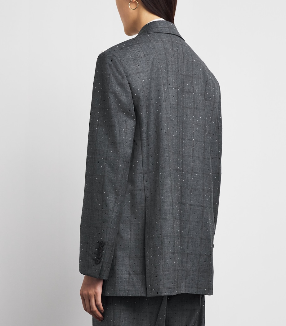 Sandro Paris Womens Wool Rhinestone Blazer Dark Grey Image 5