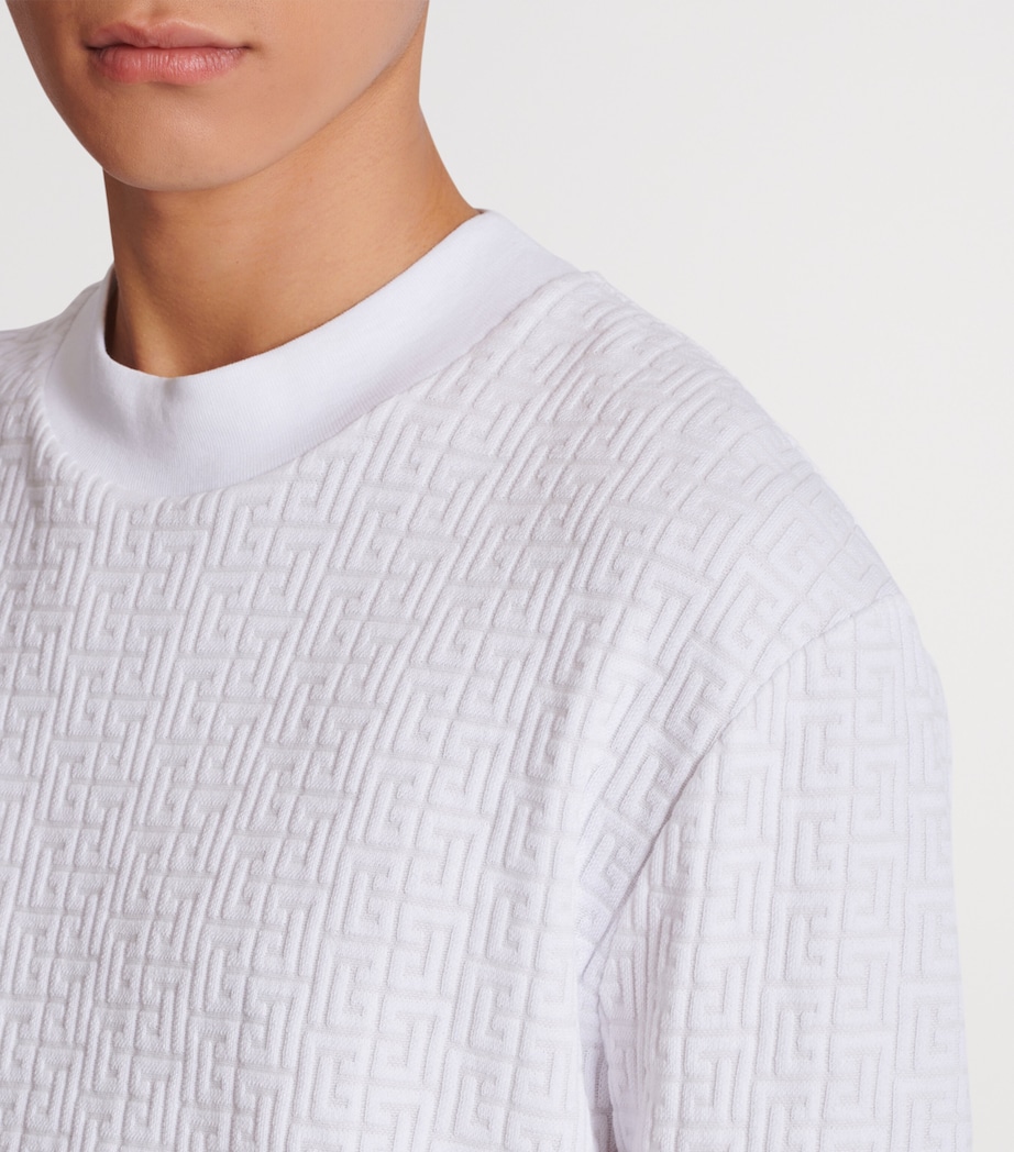 Cotton-Blend Monogram T-Shirt 0FA BLANC Image 8