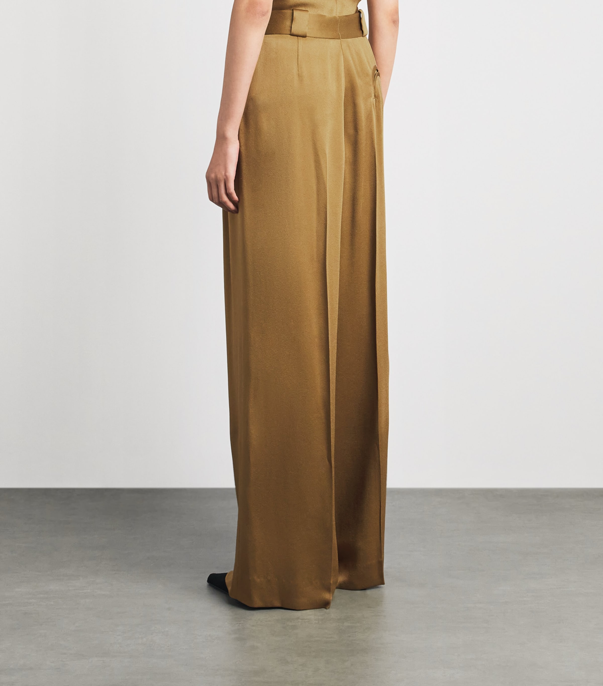 Blazé Milano Womens Satin Husi Palazzo Trousers Dijon Image 5
