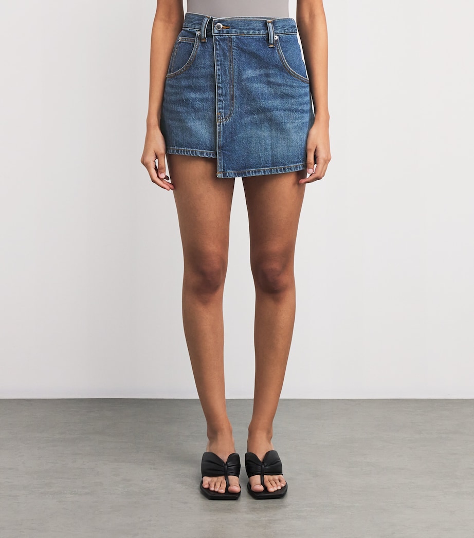 Denim Asymmetric Wrap Skirt 401 DEEP BLUE Image 3