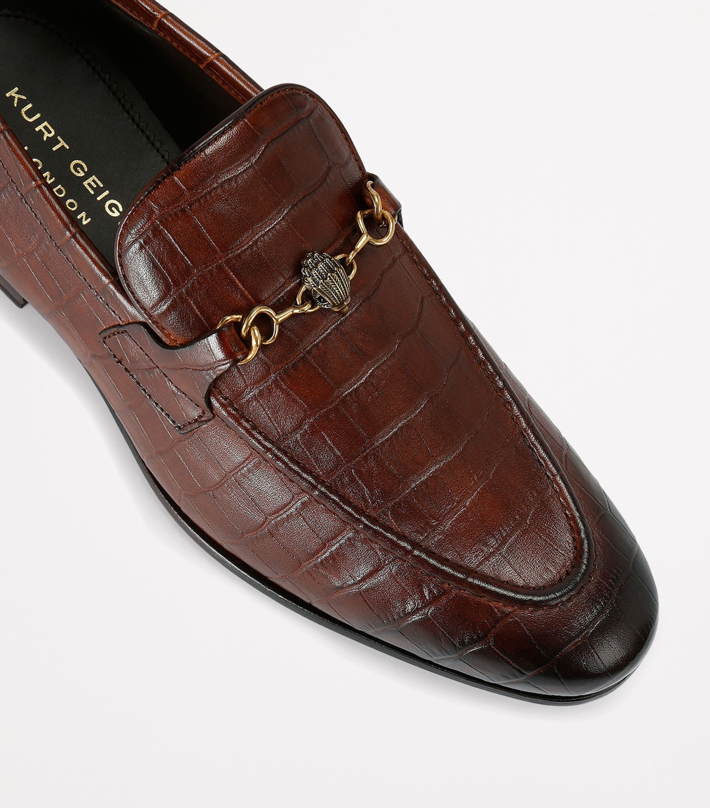 Kurt Geiger London Croc-Embossed Alton Loafers Tan Image 3