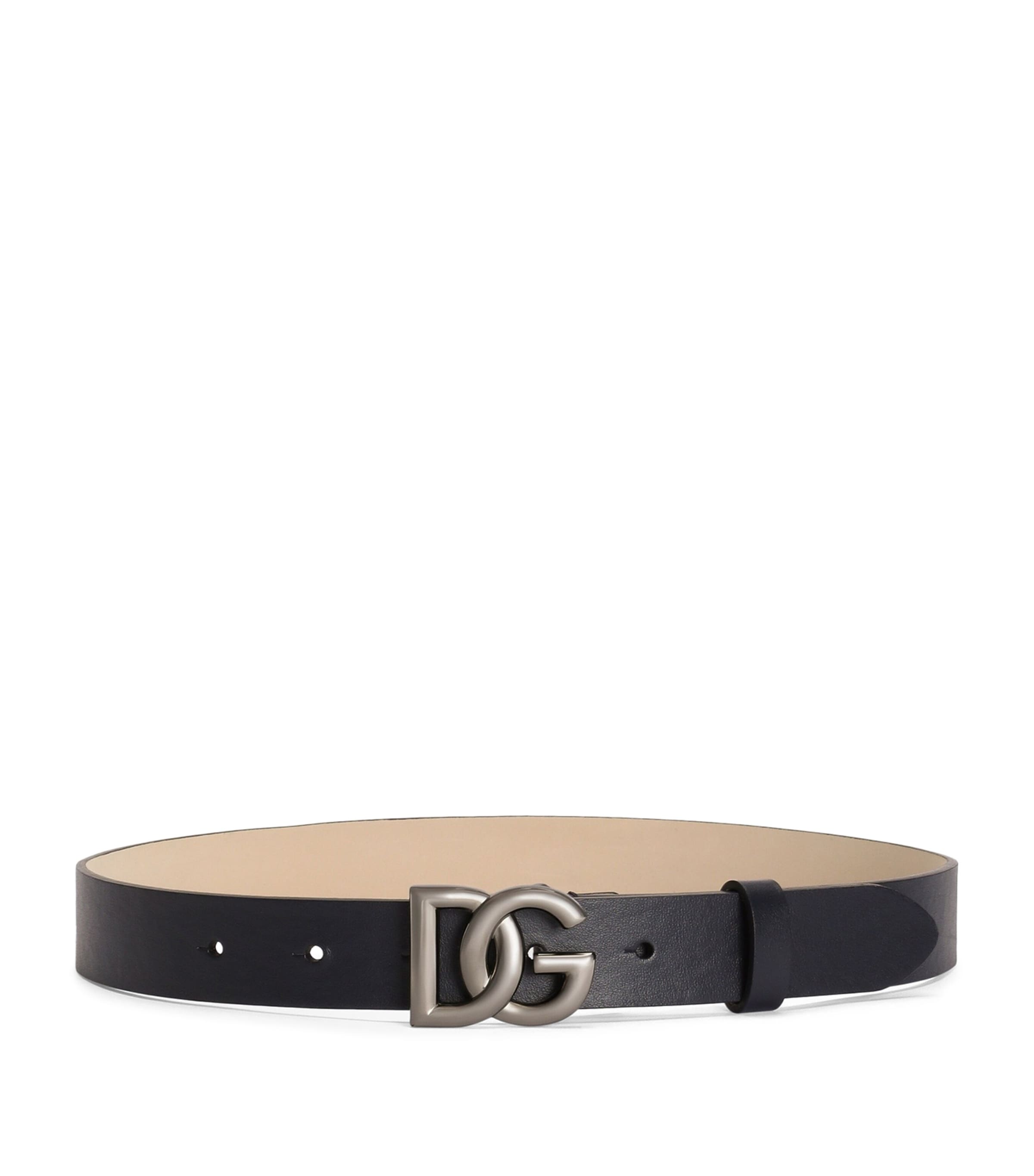 Dolce&Gabbana Kids Leather DG Logo Belt Blue Image 1