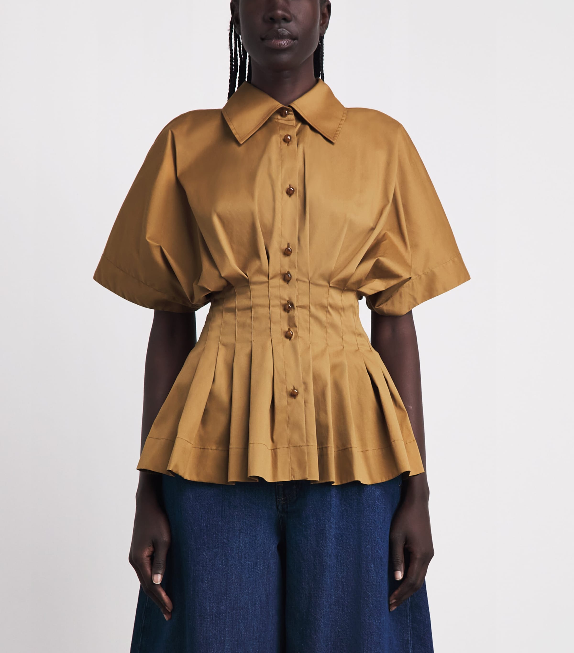 Palmer//Harding Womens Cotton-Blend Courage Shirt Gld Gold Cttn Poplin Image 4