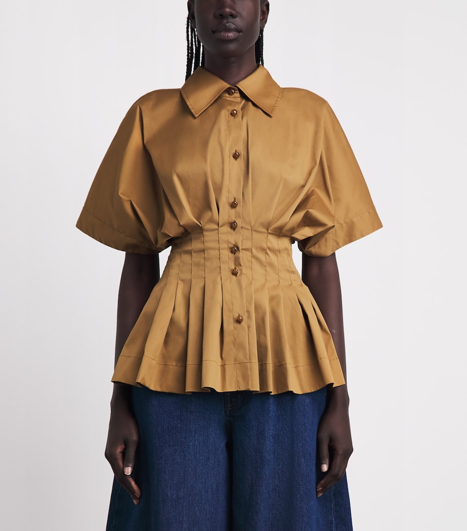 Palmer//Harding Womens Cotton-Blend Courage Shirt Gld Gold Cttn Poplin Image 4