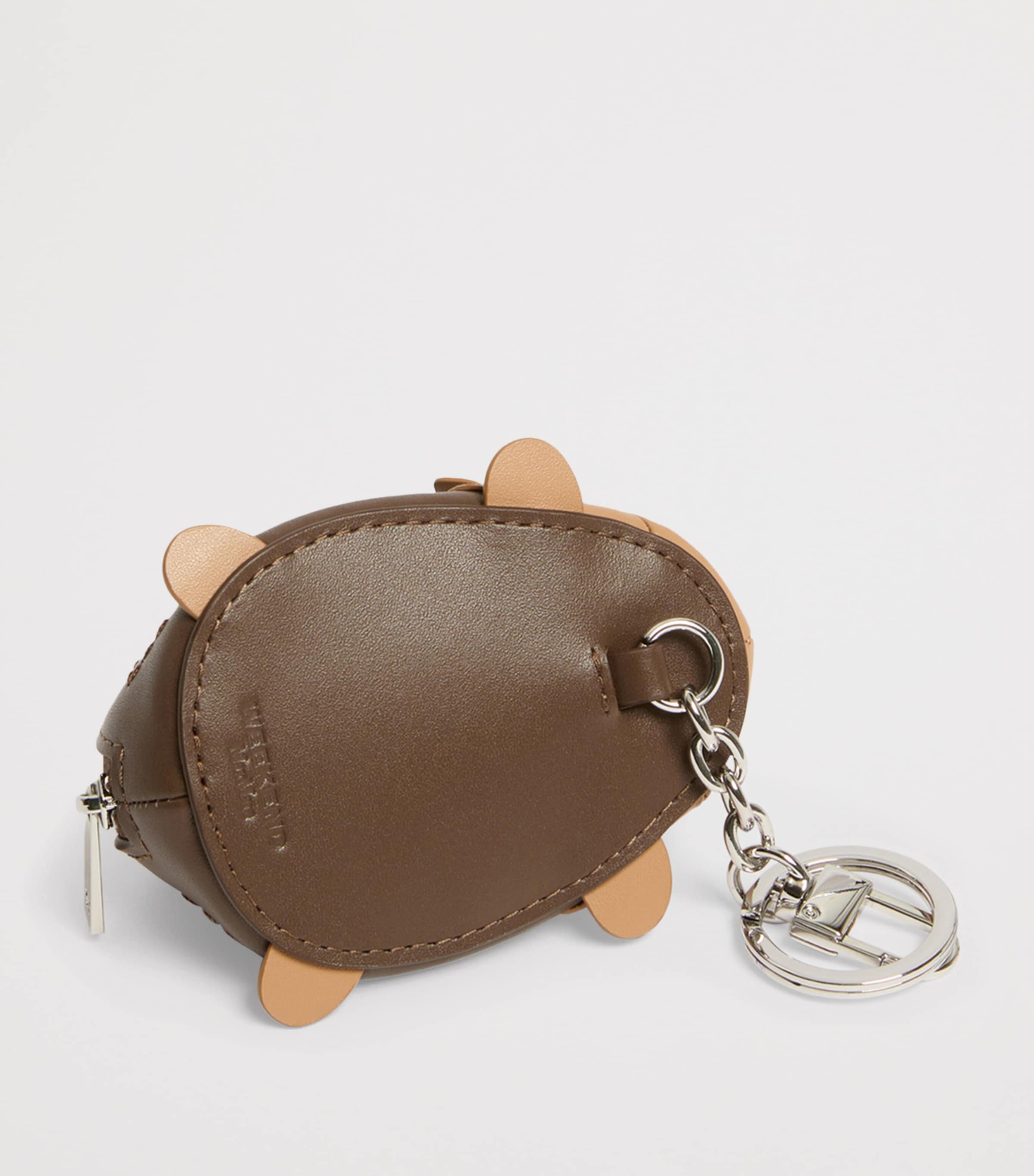Weekend Max Mara Leather Hedgehog Purse Bag Chain Tobacco Image 4