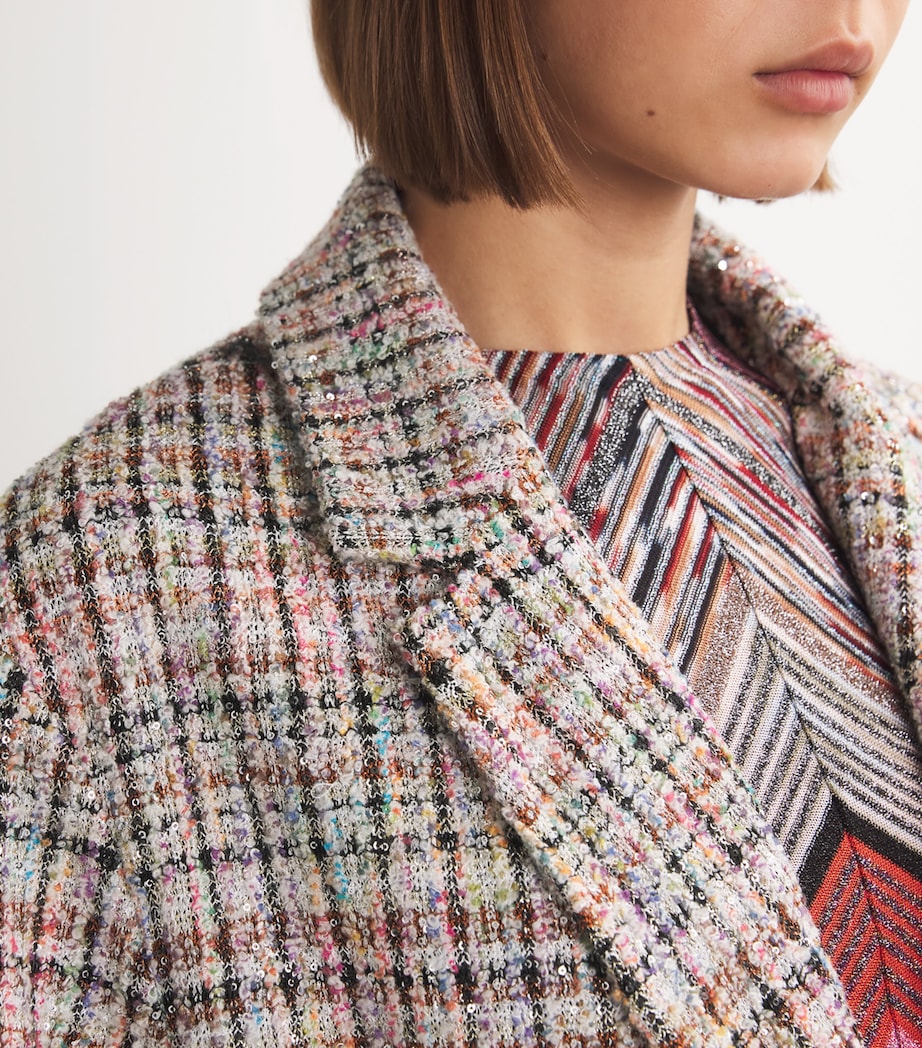 Missoni Womens Bouclé Double-Breasted Blazer White,pink Image 6