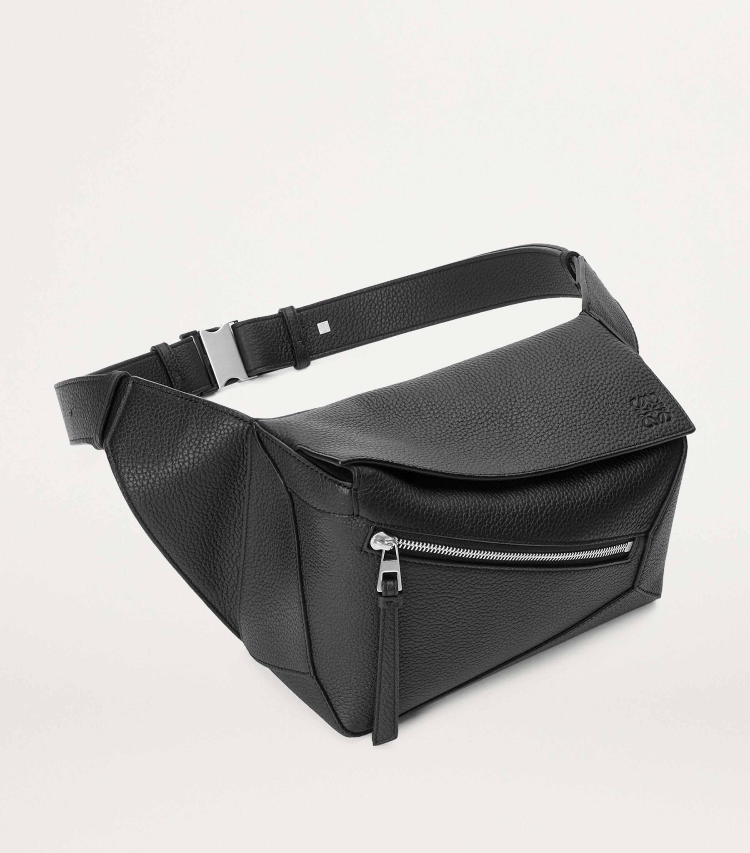 Small Leather Puzzle Edge Belt Bag BLACK Image 2