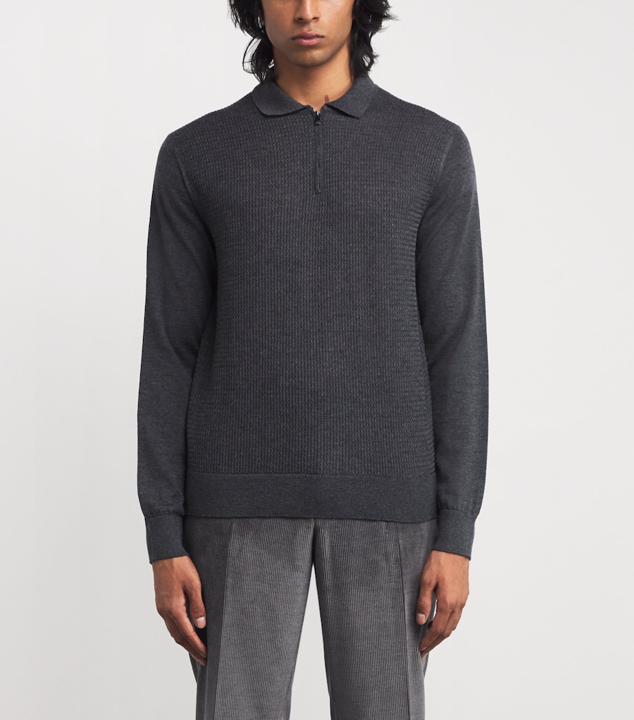 Virgin Wool Quarter-Zip Polo Sweater 14 GREY MELANGE Image 3