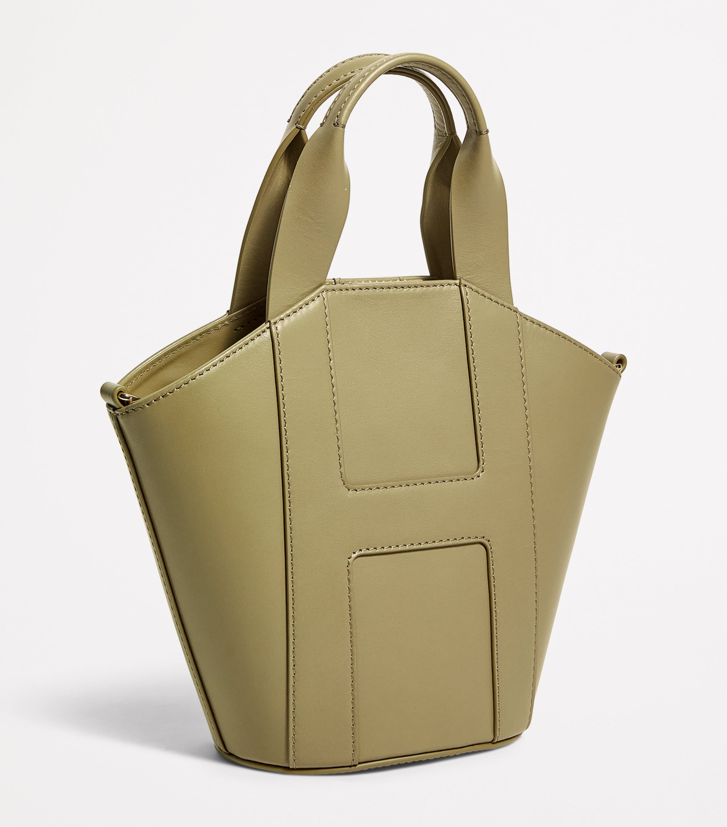 Harrods Grab Leather Tote Bag Olive Image 3