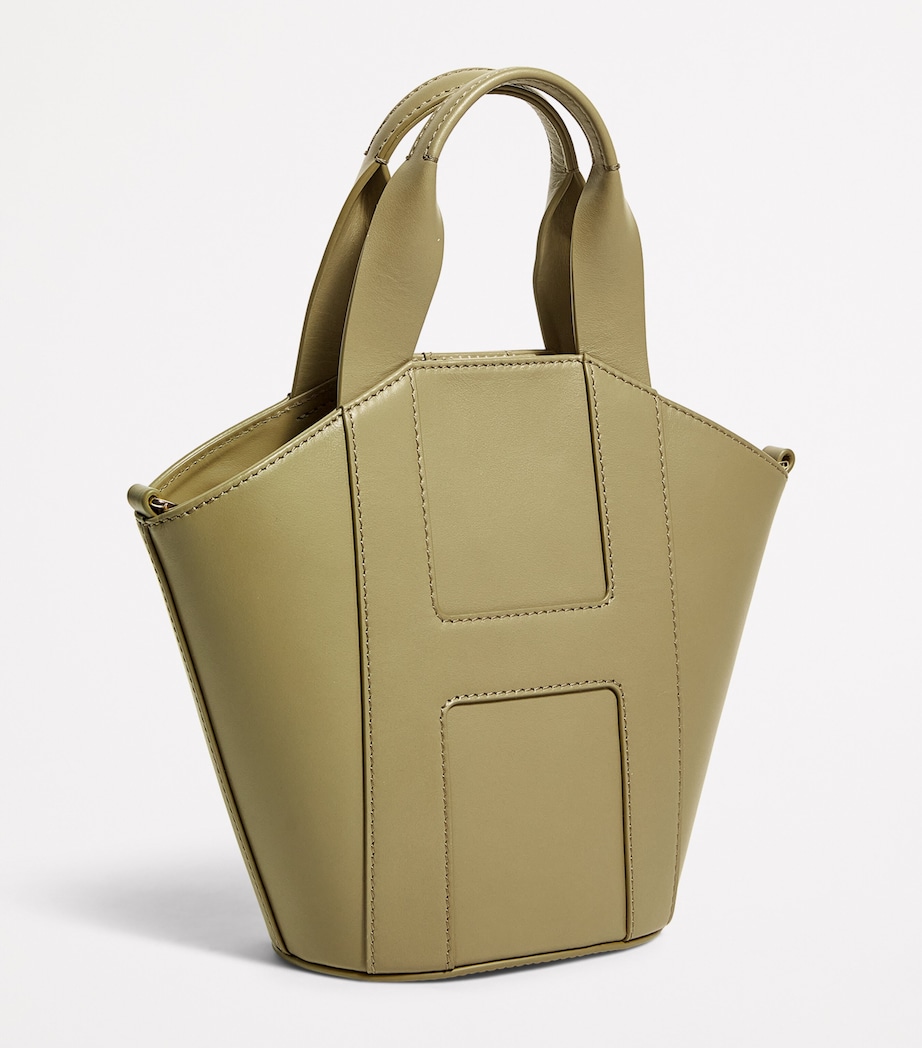 Harrods Grab Leather Tote Bag Olive Image 3