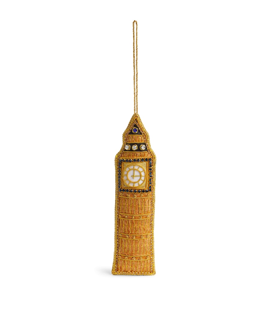 Beaded Big Ben Tree Decoration GOLD/NAVY Image 1