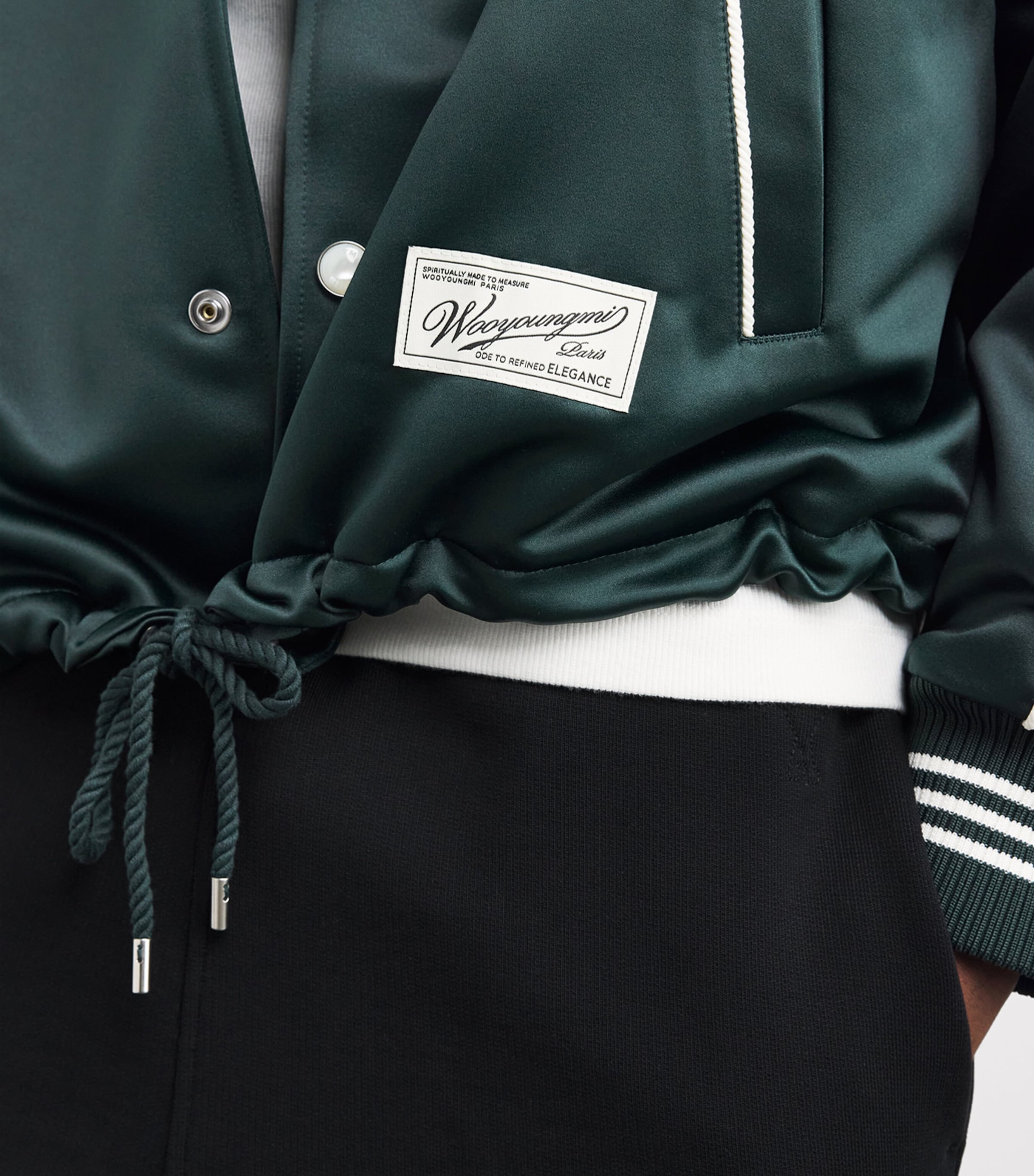Wooyoungmi Mens Logo Baseball Jacket Fresh Green Image 3